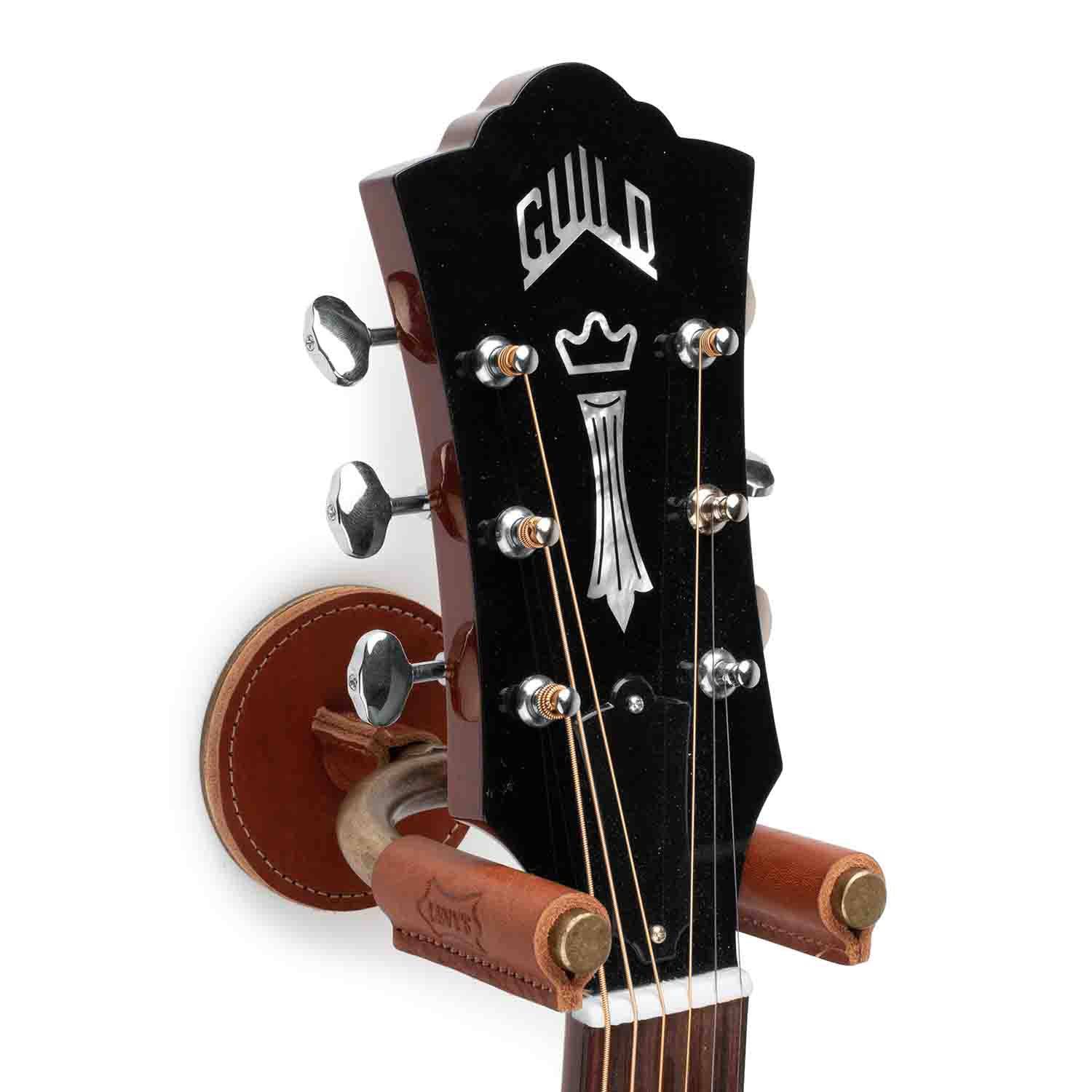Levy's Leathers LVY-FGHNGR-BRTN Brass Forged Guitar Hanger with Tan Leather - Hollywood DJ