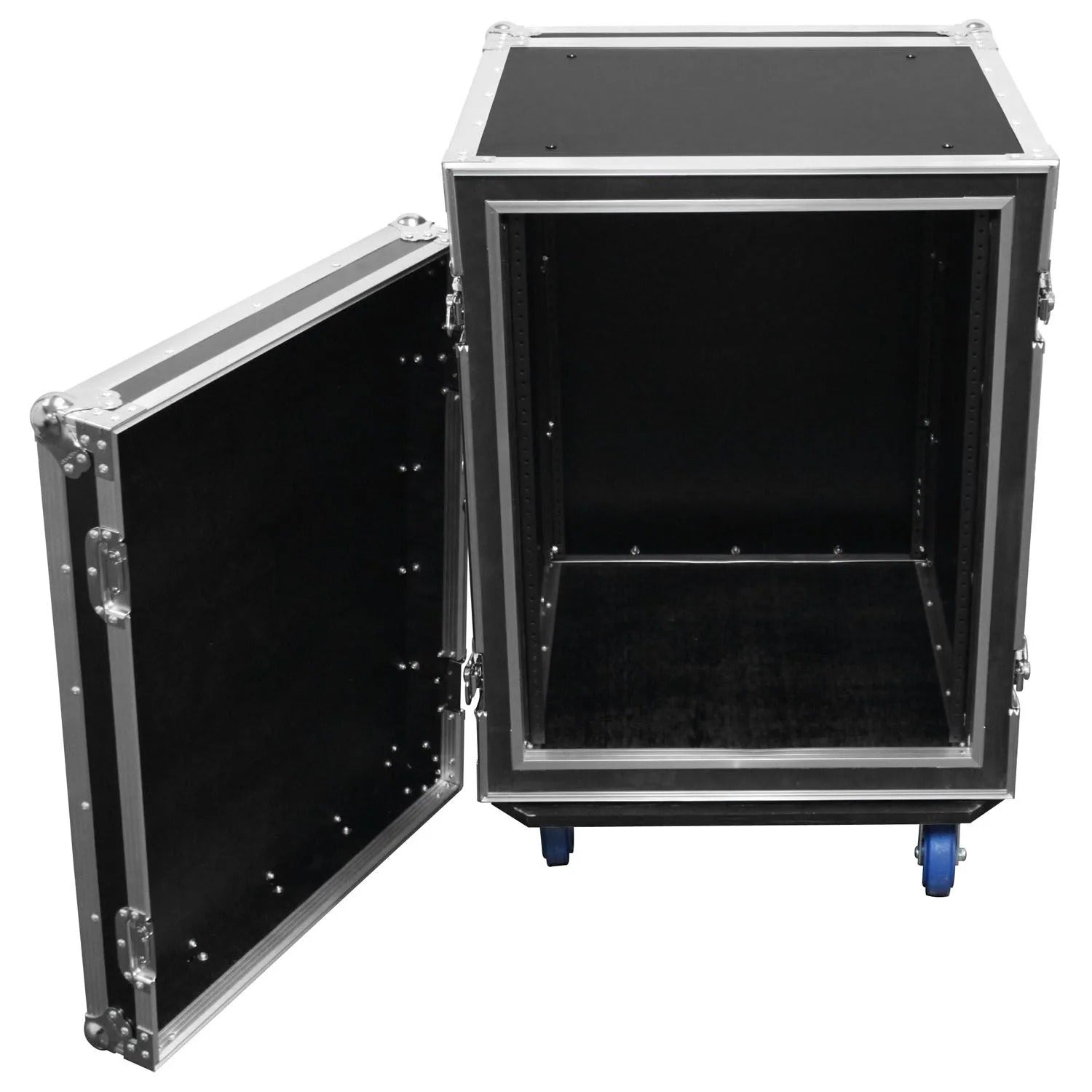 Odyssey FZS14W, 14U Shock Mount Rack Flight Case with Wheels - Hollywood DJ