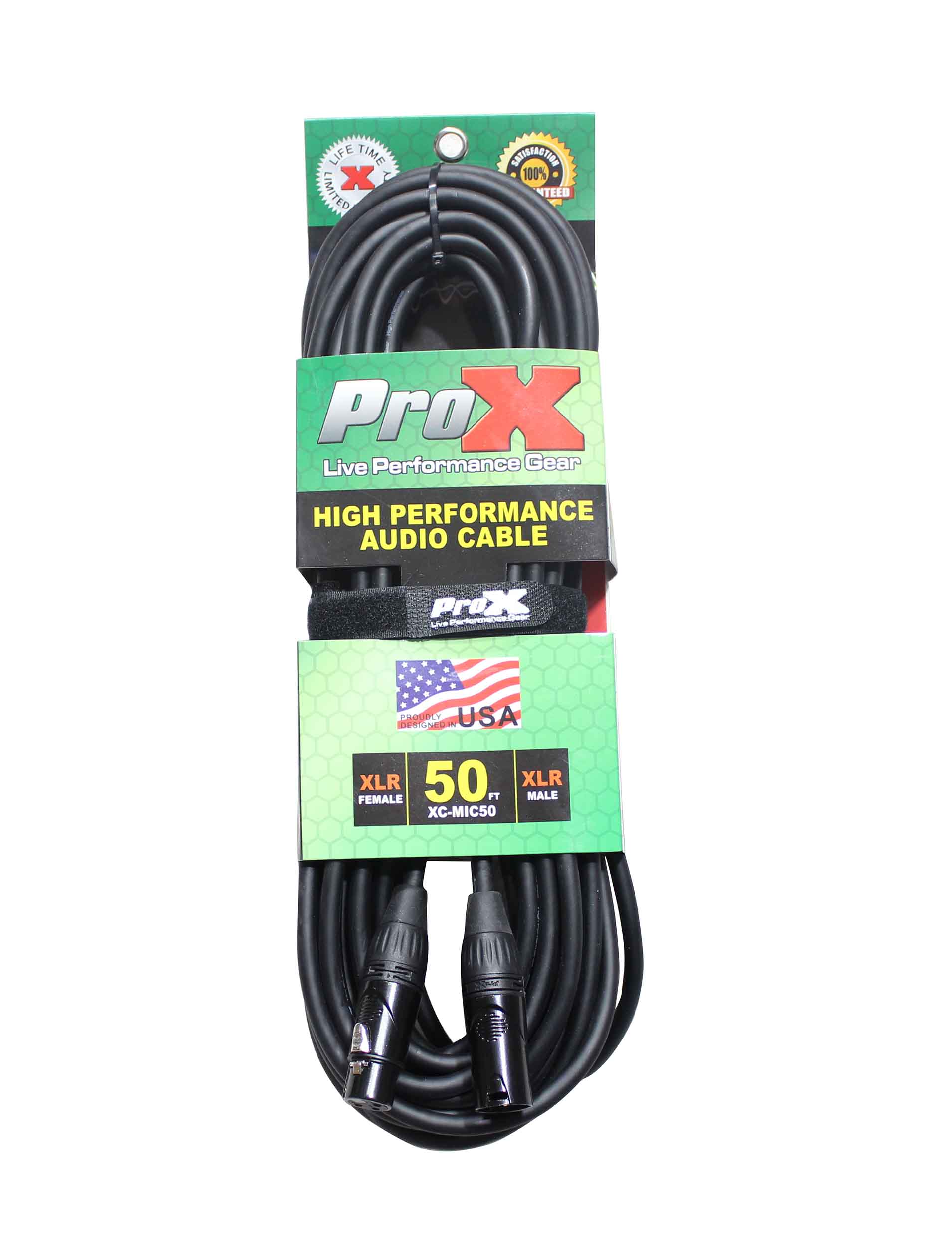 ProX XC-MIC50 Balanced XLR3-F to XLR3-M High Performance Microphone Cable - 50 Feet by ProX Cases