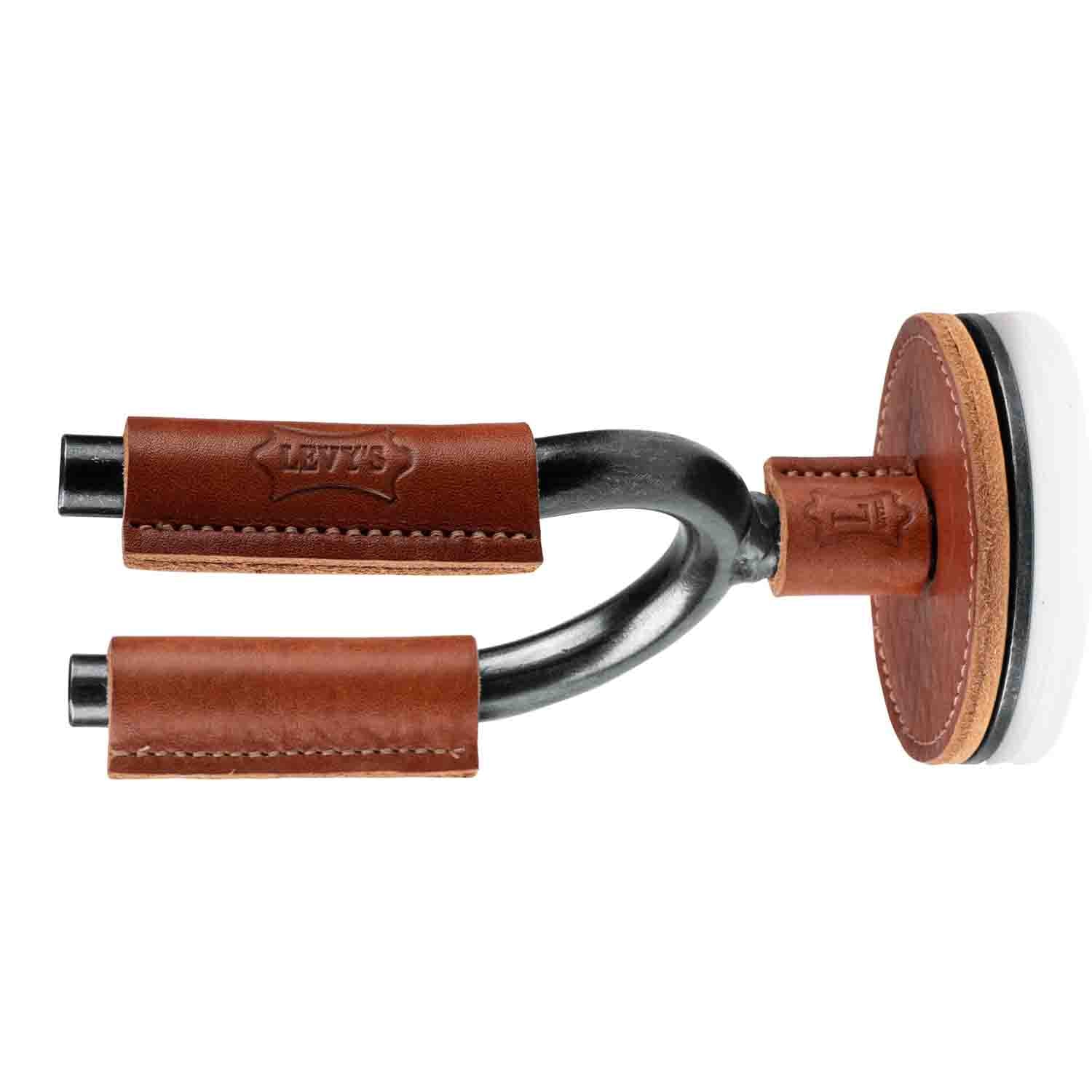 Levy's Leathers LVY-FGHNGR-SMTN Forged Guitar Hanger with Tan Leather - Hollywood DJ