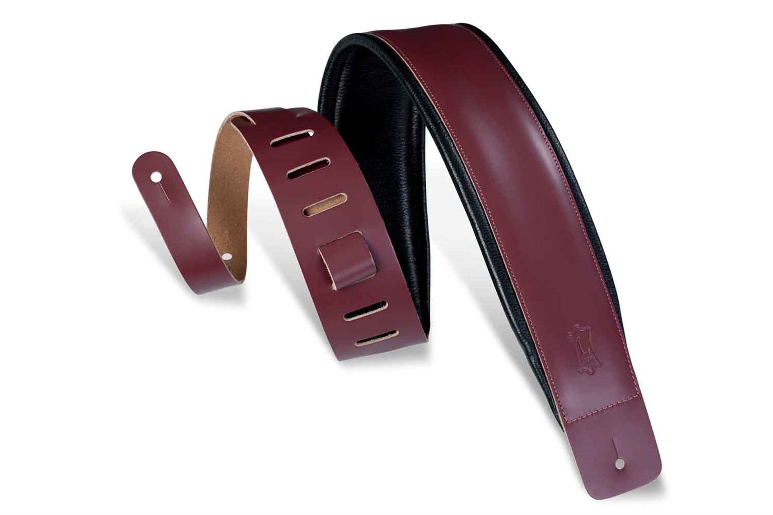 Levy's Leathers DM1PD-BRG 3″ Leather Guitar Strap - Burgundy - Hollywood DJ