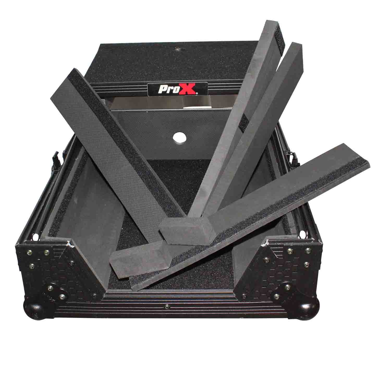 ProX XS-M12LTBL DJ Flight Case For Large Format 12" Universal DJ Mixer With Laptop Shelf - Hollywood DJ