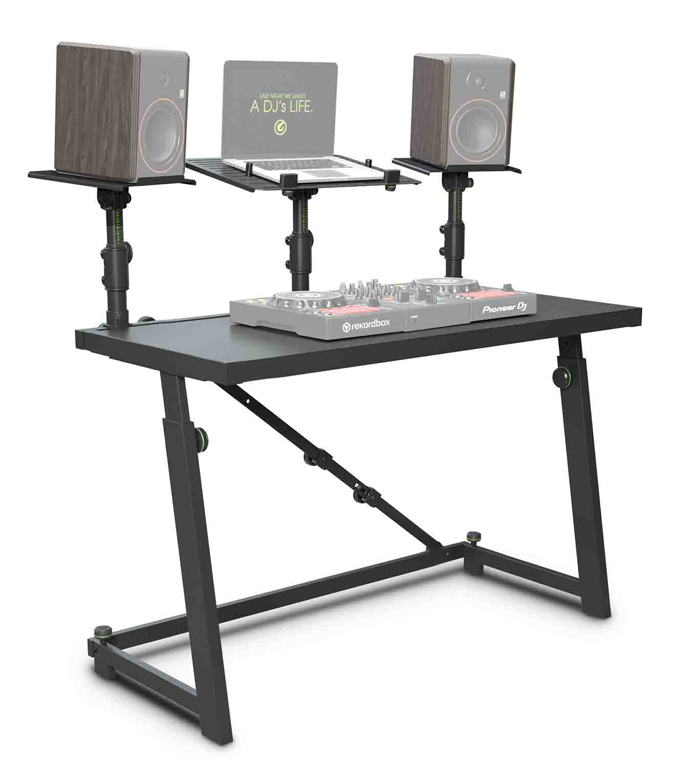 Gravity FDJT 01 DJ Desk with Adjustable Loudspeaker and Laptop Trays - Hollywood DJ