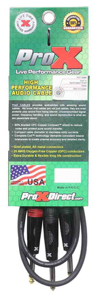 Prox XC-PYP05 1/4" TS-M to Dual 1/4" TS-M High Performance Audio Cable - 5 Feet - Hollywood DJ