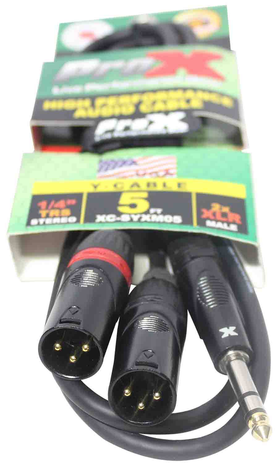 Prox XC-SYXM05 1/4" TRS-M Stereo to Dual XLR3-M High Performance Y Cable - 5 Feet - Hollywood DJ