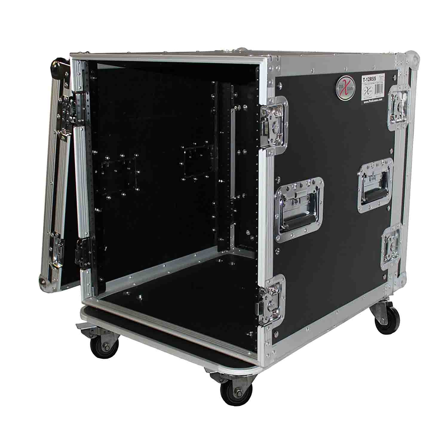 ProX T-12RSS, 12U Space Amp Rack Mount ATA Flight Case 19 Inch Depth W-Casters - Hollywood DJ