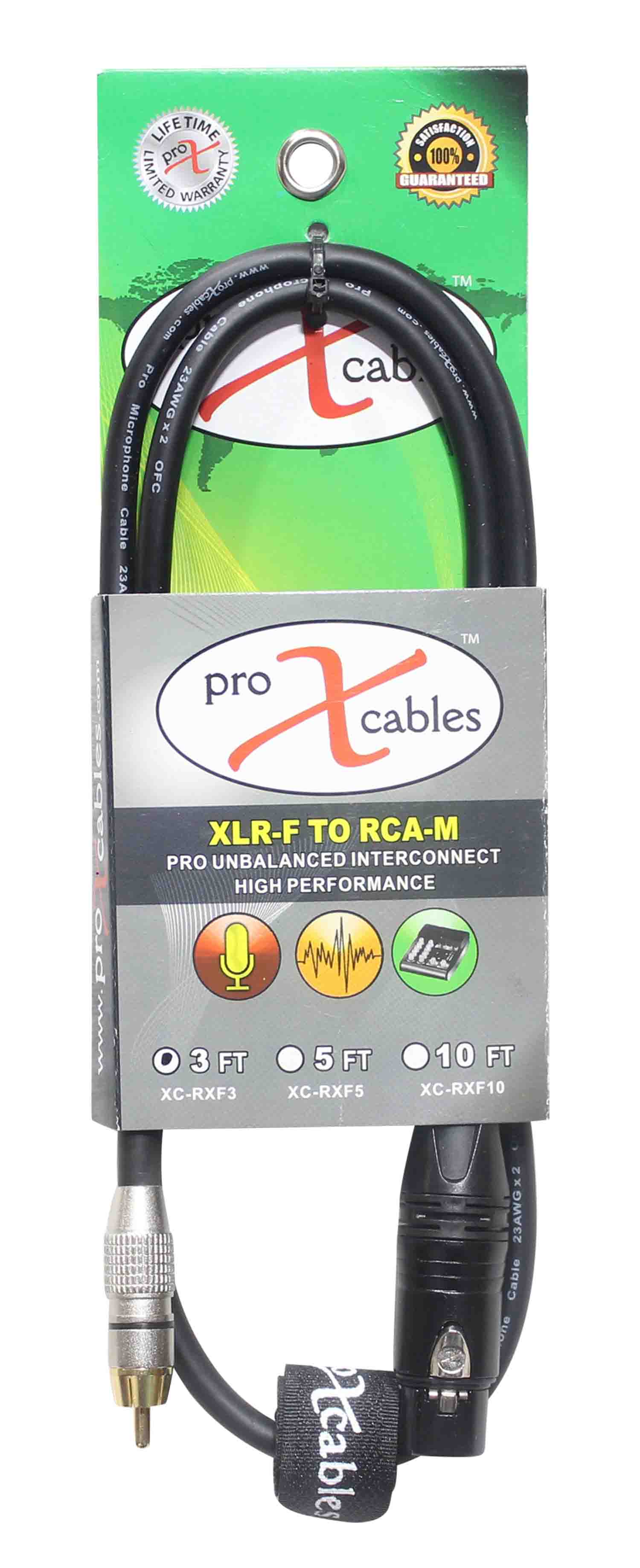 Prox XC-RXF03 Unbalanced RCA to XLR-F High Performance Audio Cable - 3 Feet - Hollywood DJ