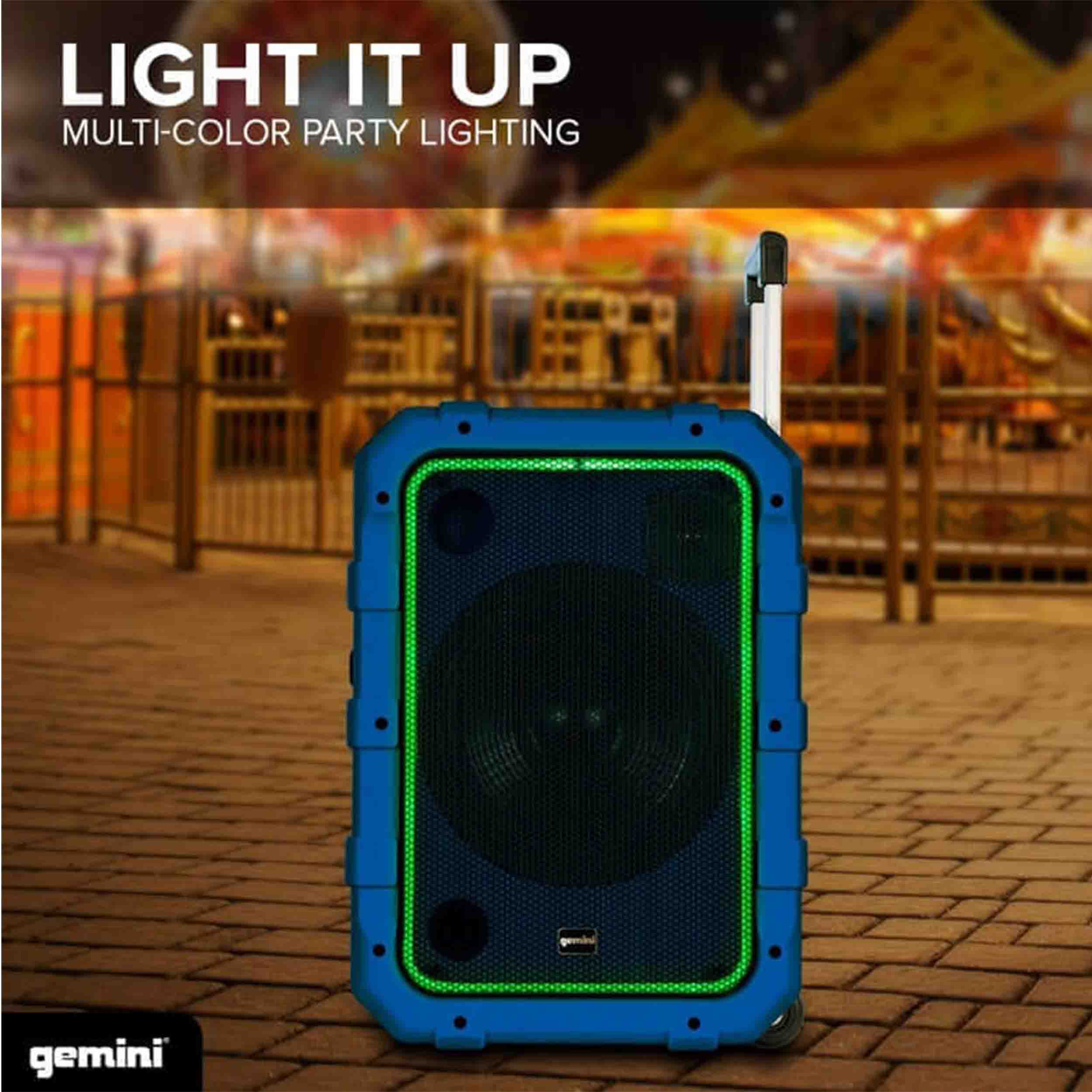 Gemini Sound MPA-2400BLU Rechargeable Weather-Resistant Trolley Speaker - Hollywood DJ