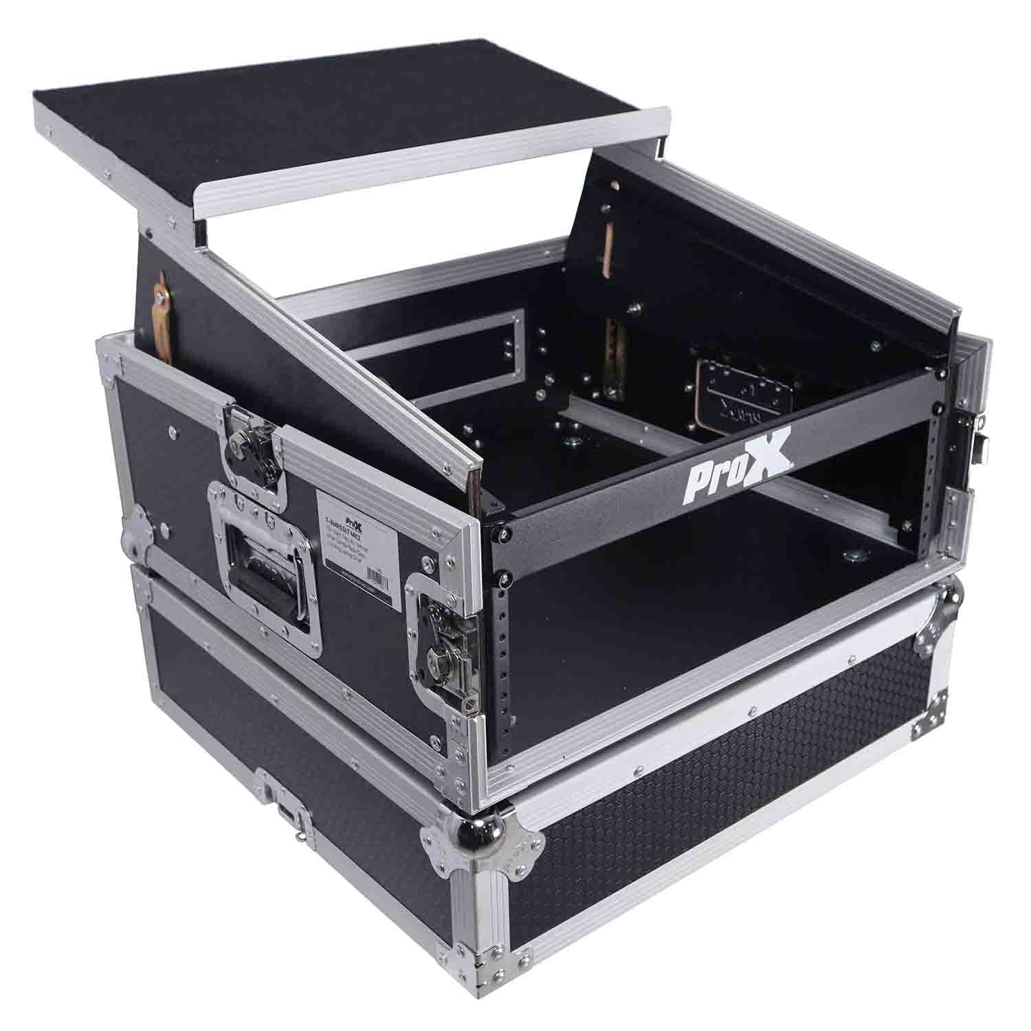 ProX T-4MR-LT--MK2, 4U Rack x 10U Top Mixer DJ Combo Flight Case with Laptop Shelf - Hollywood DJ