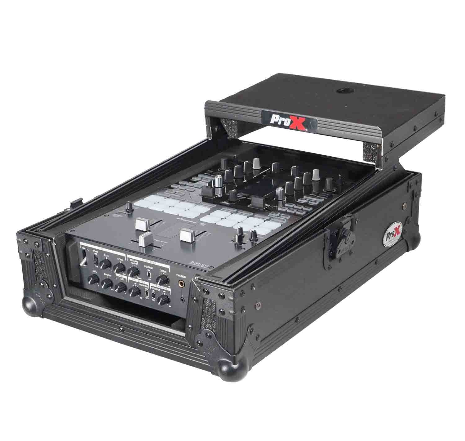 ProX XS-DJMS11LTBL, Flight Case for Pioneer DJM-S11 Mixer with Sliding Laptop Shelf - Black on Black - Hollywood DJ