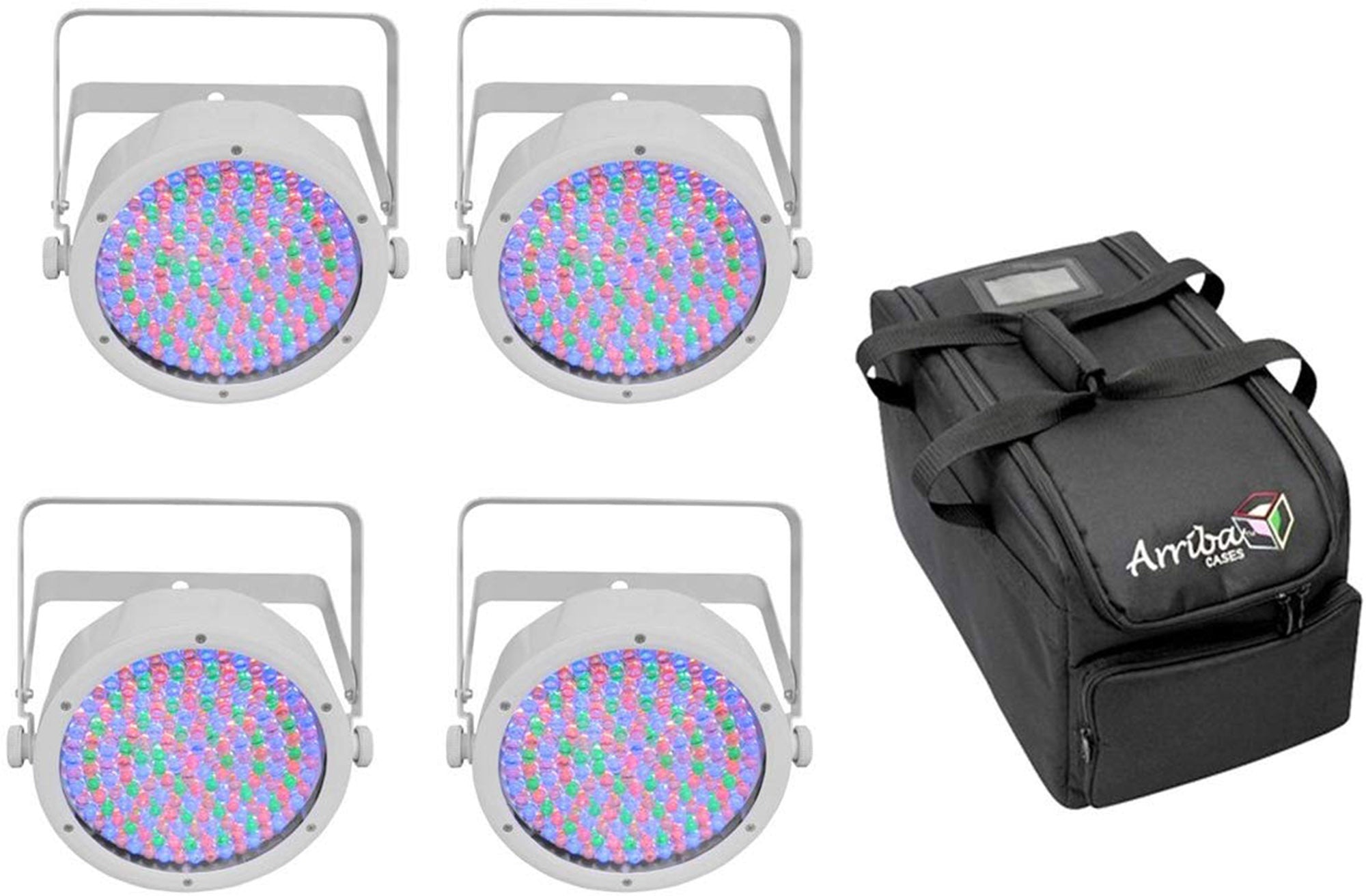 CHAUVET DJ EZpar 64 RGBA Battery-Powered Wash Light - 4 Pack with Carry Bag (White) - Hollywood DJ