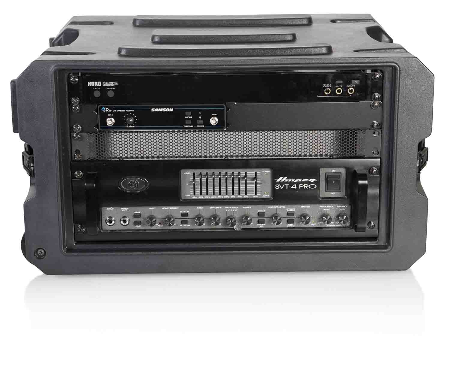 Gator Cases G-PROR-6U-19, 6U Deep Molded Audio Rack Case with Wheels - 19 Inch - Hollywood DJ