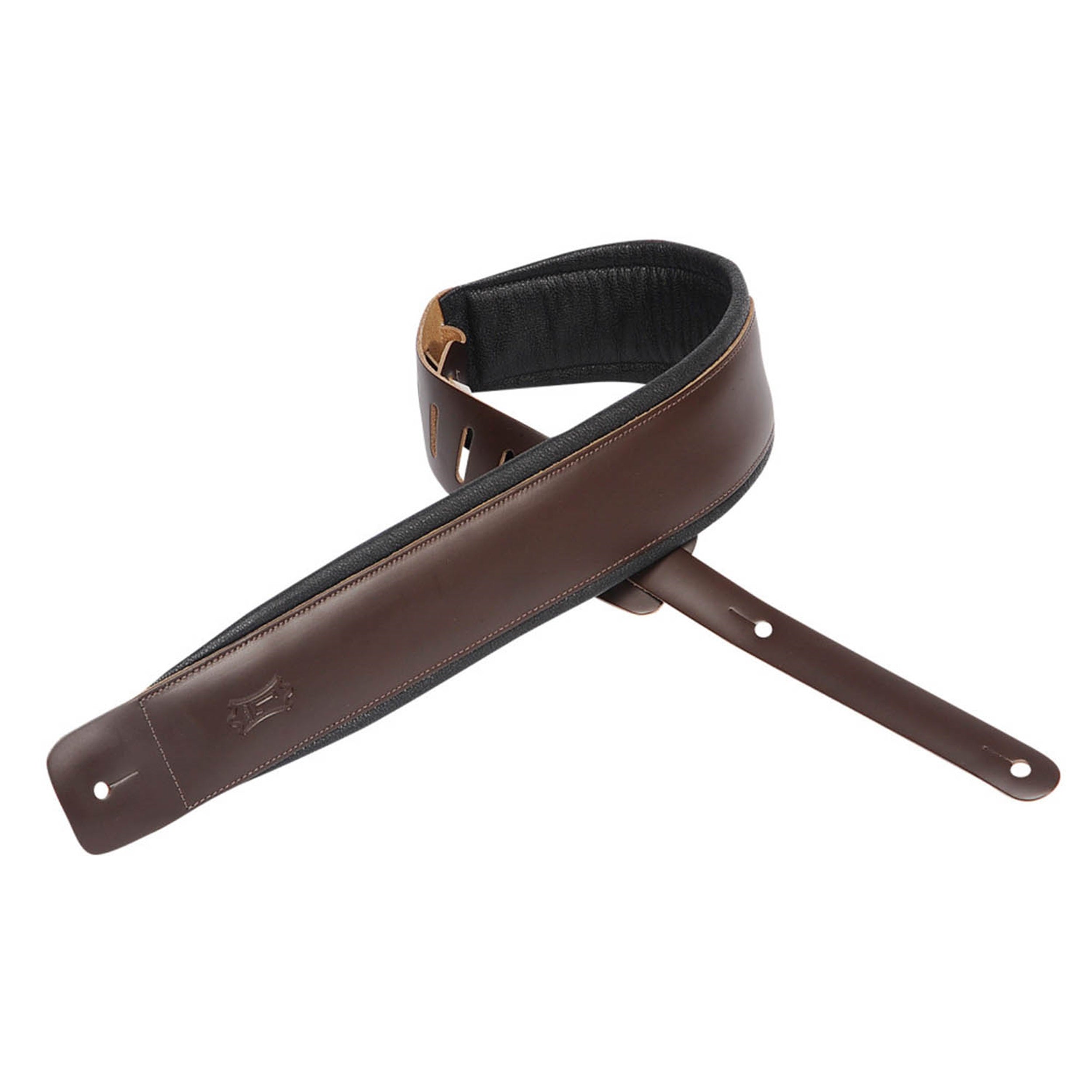 Levy's Leathers DM1PD-DBR 3″ Leather Guitar Strap - Brown - Hollywood DJ