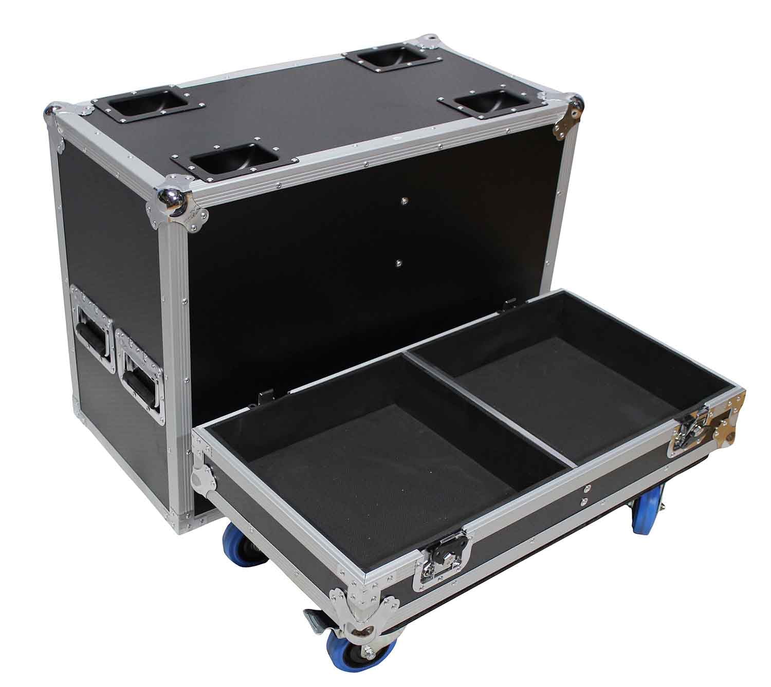 ProX X-RCF-NX15SMAX2W Stage Monitor Flight Case for 2 RCF NX 15-SMA W-4 Inch Casters - Hollywood DJ