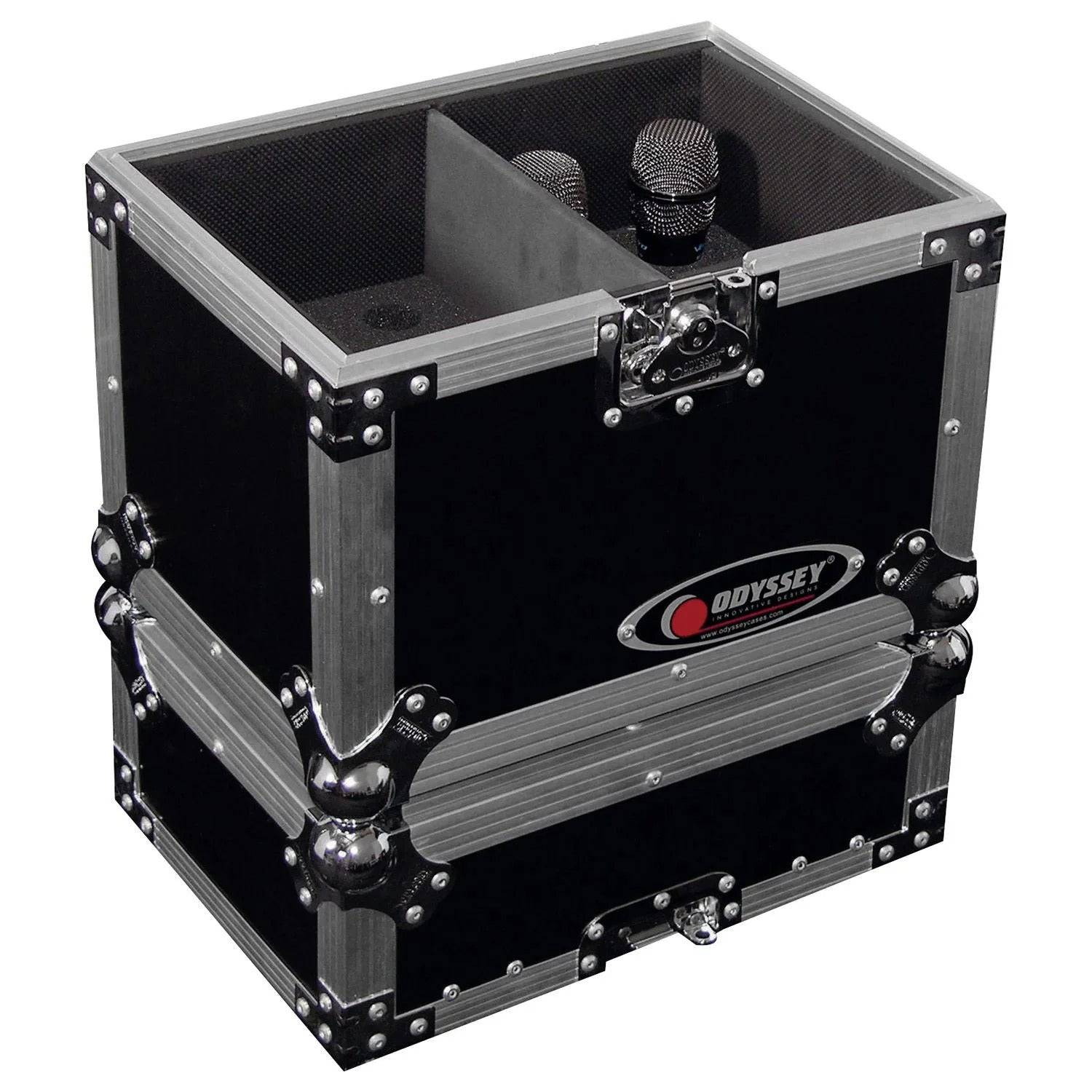 Odyssey FZMIC12, Handheld Microphone Flight Case With Storage Compartment For 12 Microphones - Hollywood DJ
