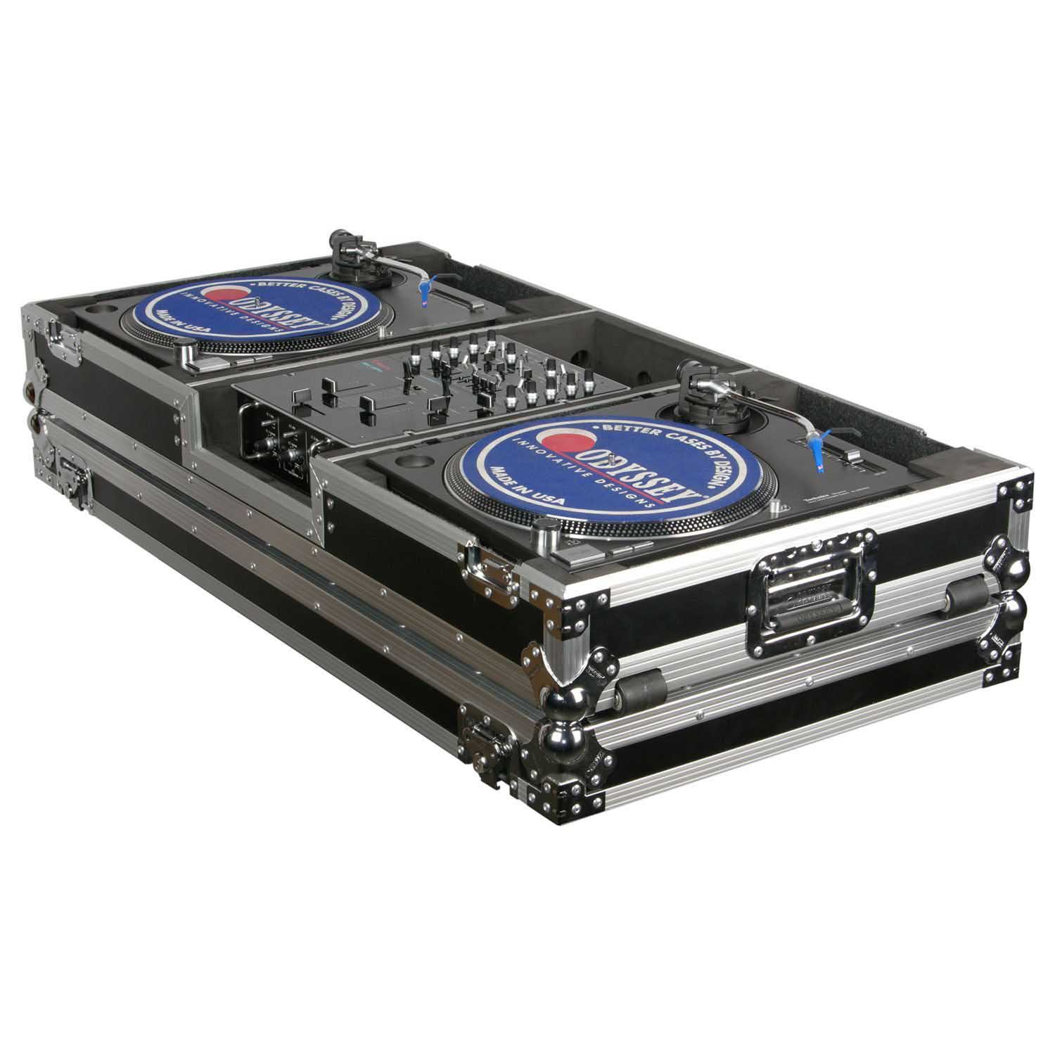 Odyssey FZBM10W, 10″ Format DJ Mixer and Two Battle Position Turntables Flight Coffin Case - Hollywood DJ