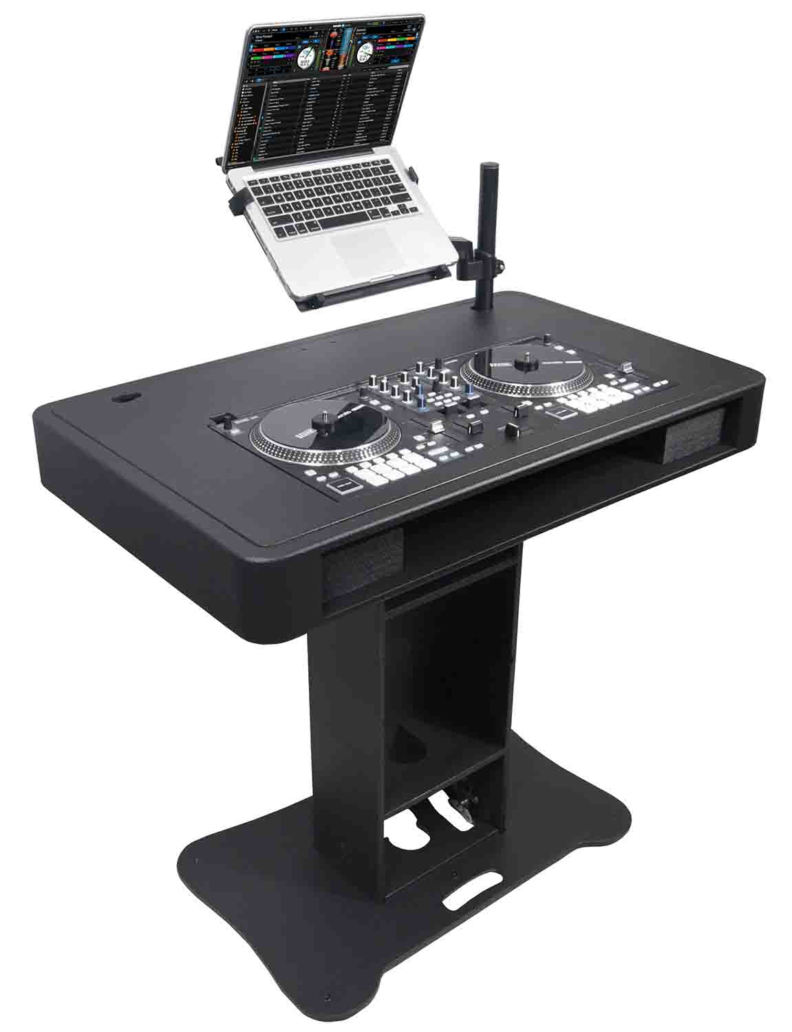 ProX XZF-DJCTBLCASE Control Tower DJ Stand with Laptop Arm, Travel Hard Cases - Black Finish - Hollywood DJ