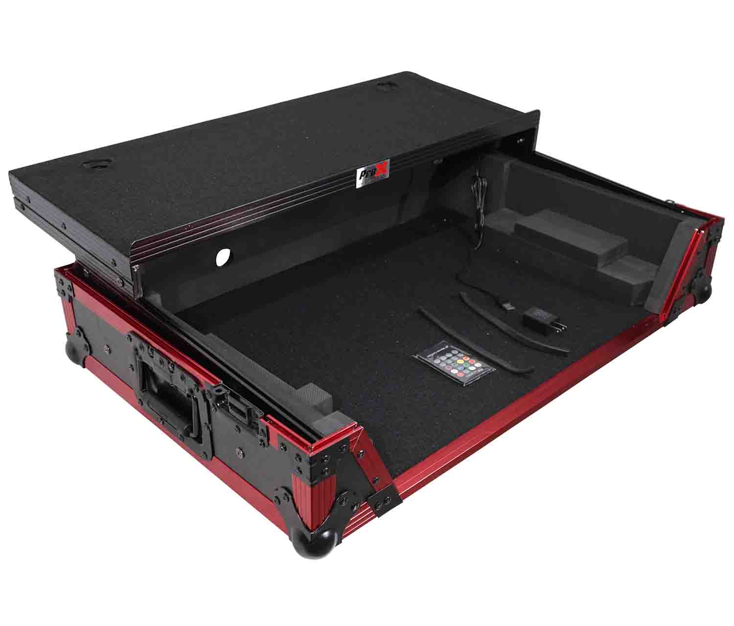 ProX XS-RANEONE WLTFRLED DJ Flight Case for Rane One 1U Rackspace with Sliding Laptop Shelf, Wheels and LED KIT - Hollywood DJ