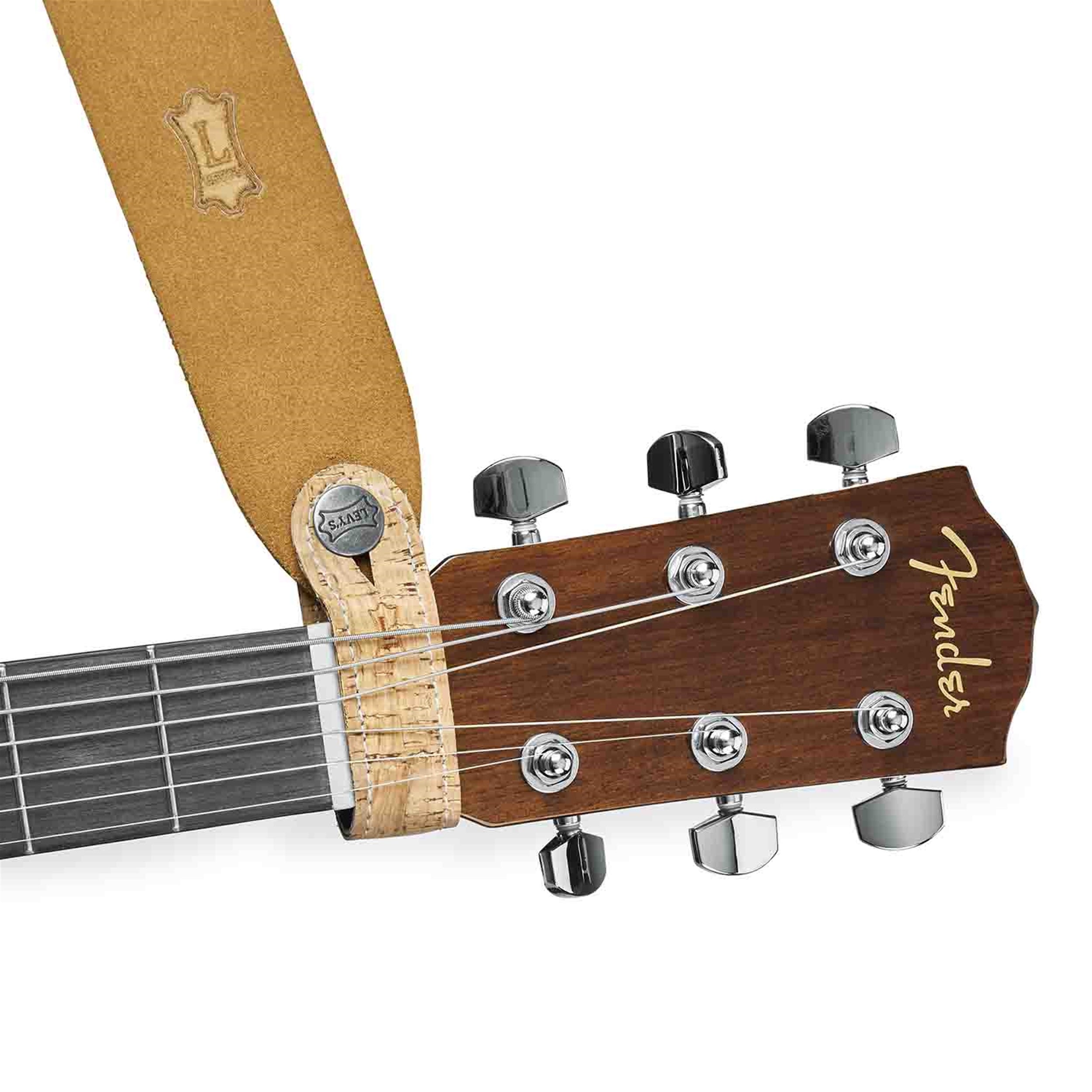 Levy's Leathers MM18X-NAT Natural Cork Headstock Strap Adapter for Acoustic Guitars - Hollywood DJ