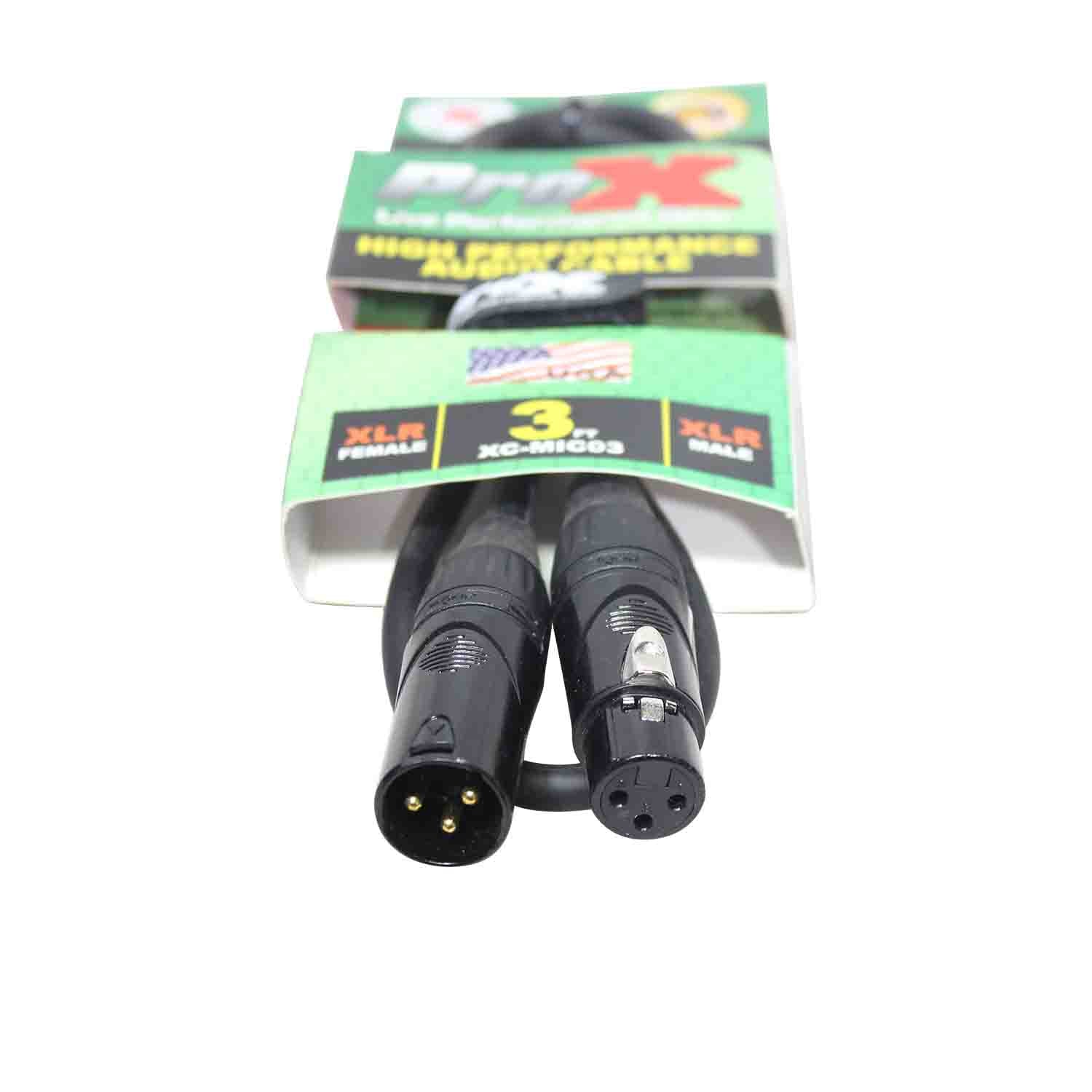 ProX XC-MIC03 Balanced XLR3-F to XLR3-M High Performance Microphone Cable - 3 Feet by ProX Cases