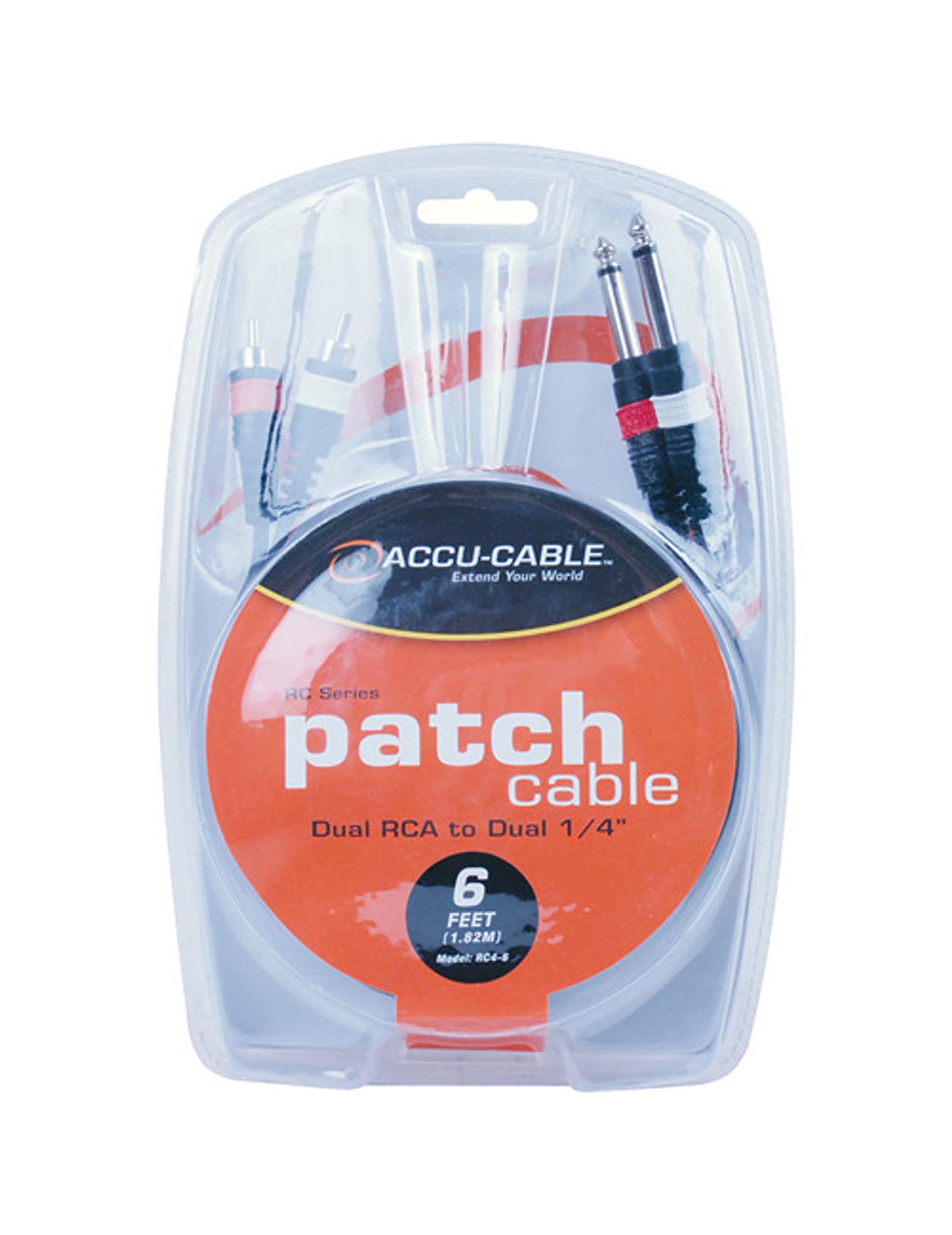 Accu-Cable RC4-6, Dual RCA to Dual RCA 1/4" Cable – 6 Ft by Accu Cable