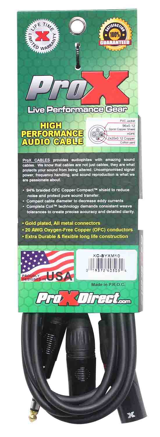 Prox XC-SYXM10 1/4" TaRS-M Stereo to Dual XLR3-M High Performance Y Cable - 10 Feet - Hollywood DJ