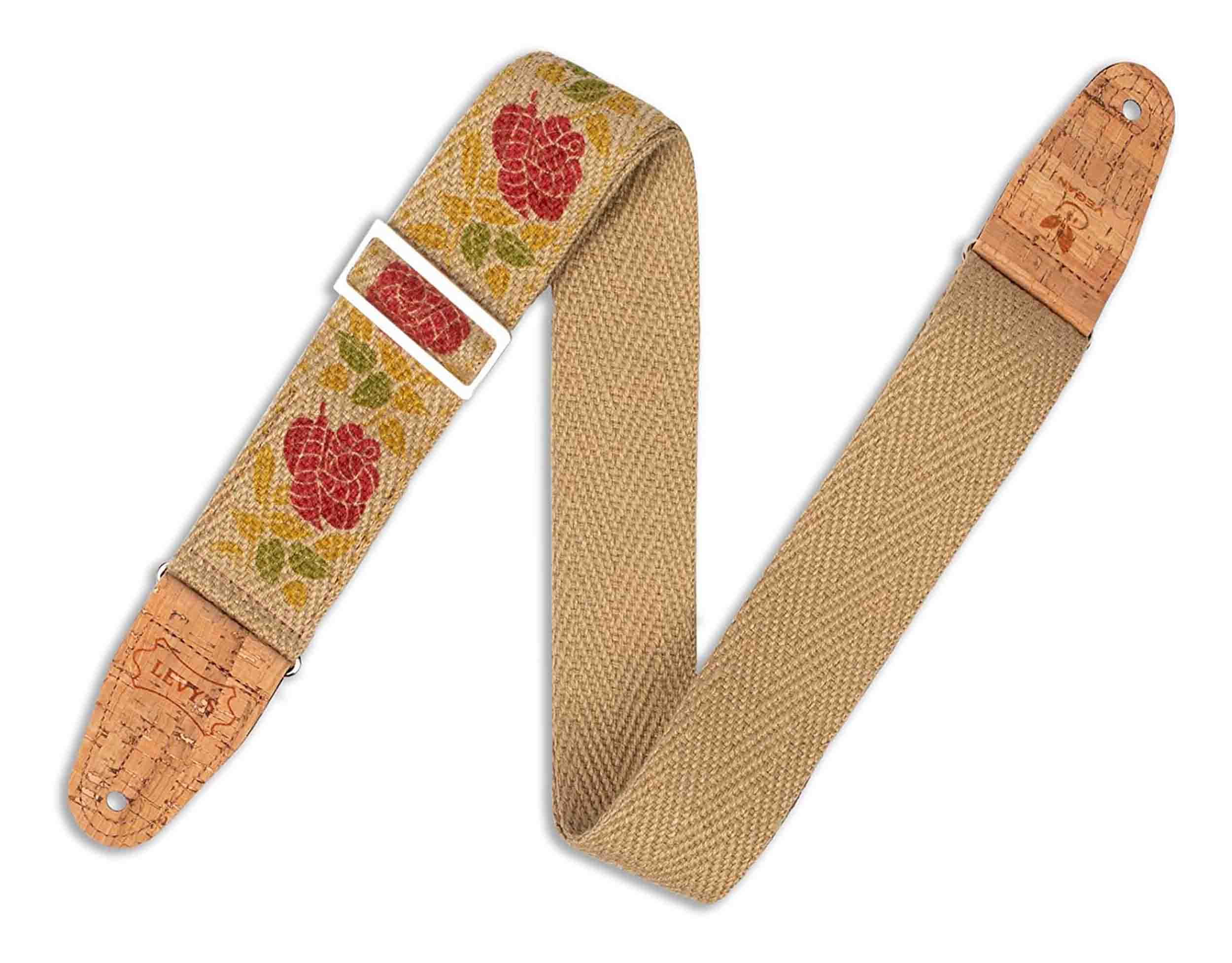 Levy's Leathers MH8P-009 2” Hemp ‘Vegan’ Guitar Strap with Printed Rosa Motif - Hollywood DJ
