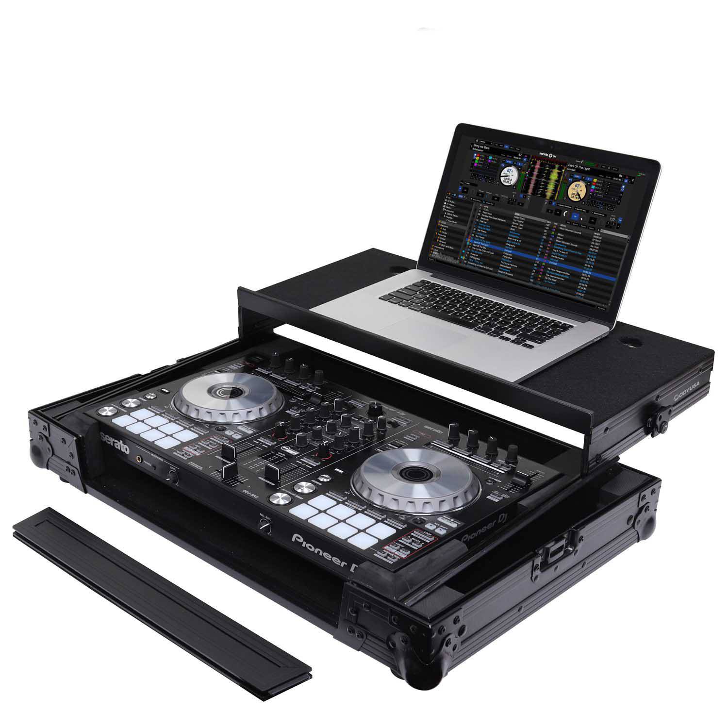 Odyssey FZGSADDJSR2BL Pioneer DDJ-SR / DDJ-SR2 Flight Case with Angle Glide Platform - Black - Hollywood DJ