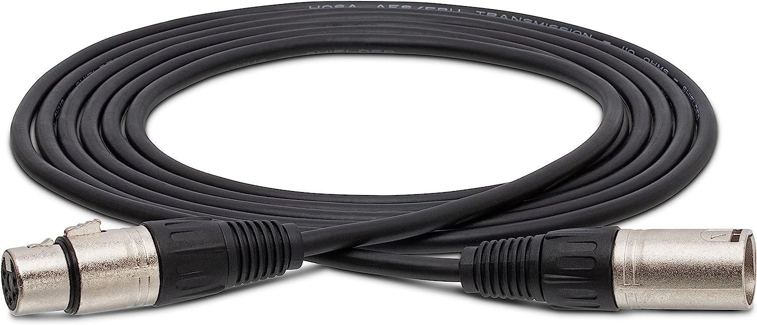 Hosa DMX-505, 5-Pin 2-Conductor XLR5M to XLR5F DMX-512 Cable, 5 Feet - Hollywood DJ