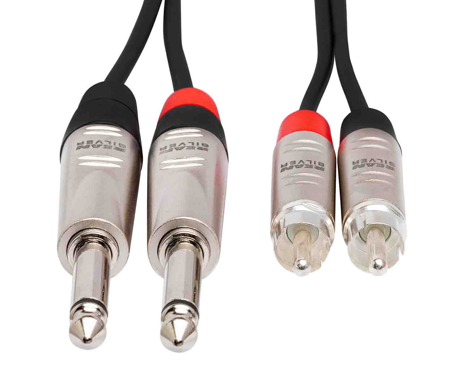 Hosa HPR-005X2, Dual 1/4" TS Male to Dual RCA Male Stereo Interconnect - 5 Feet - Hollywood DJ