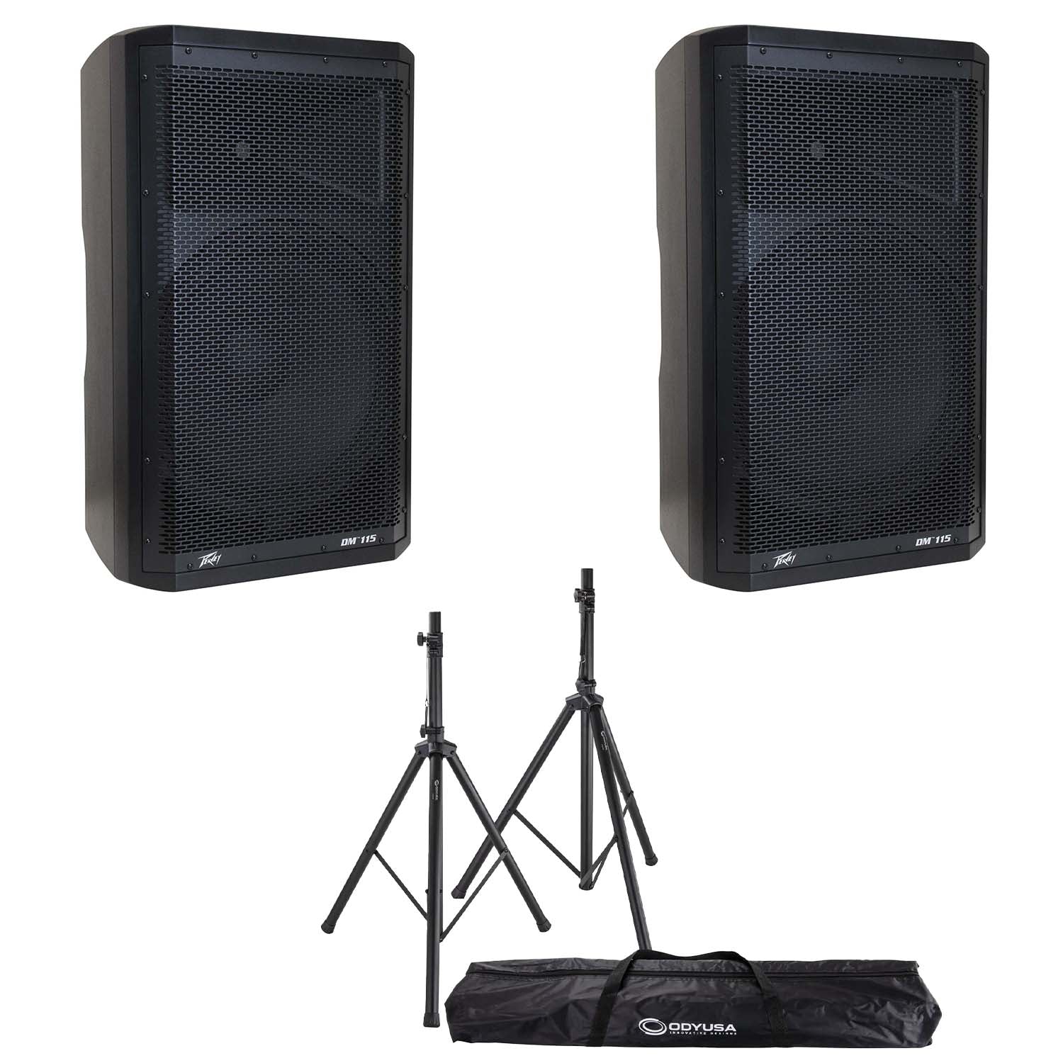 Peavey DM115 15" PA Speaker Package Package with Stands and Bag - Hollywood DJ