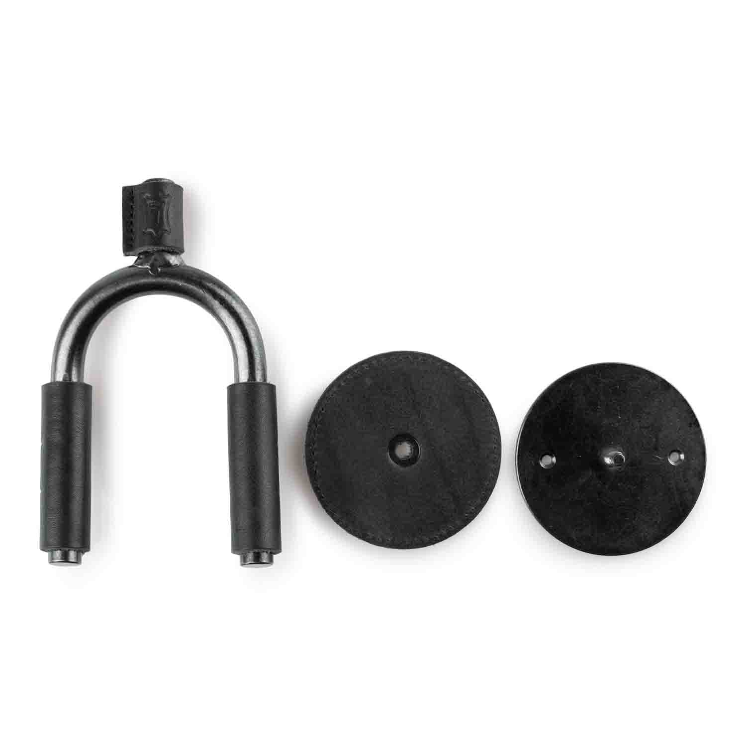 Levy's Leathers LVY-FGHNGR-SMBK Smoke Forged Guitar Hanger with Black Leather - Hollywood DJ