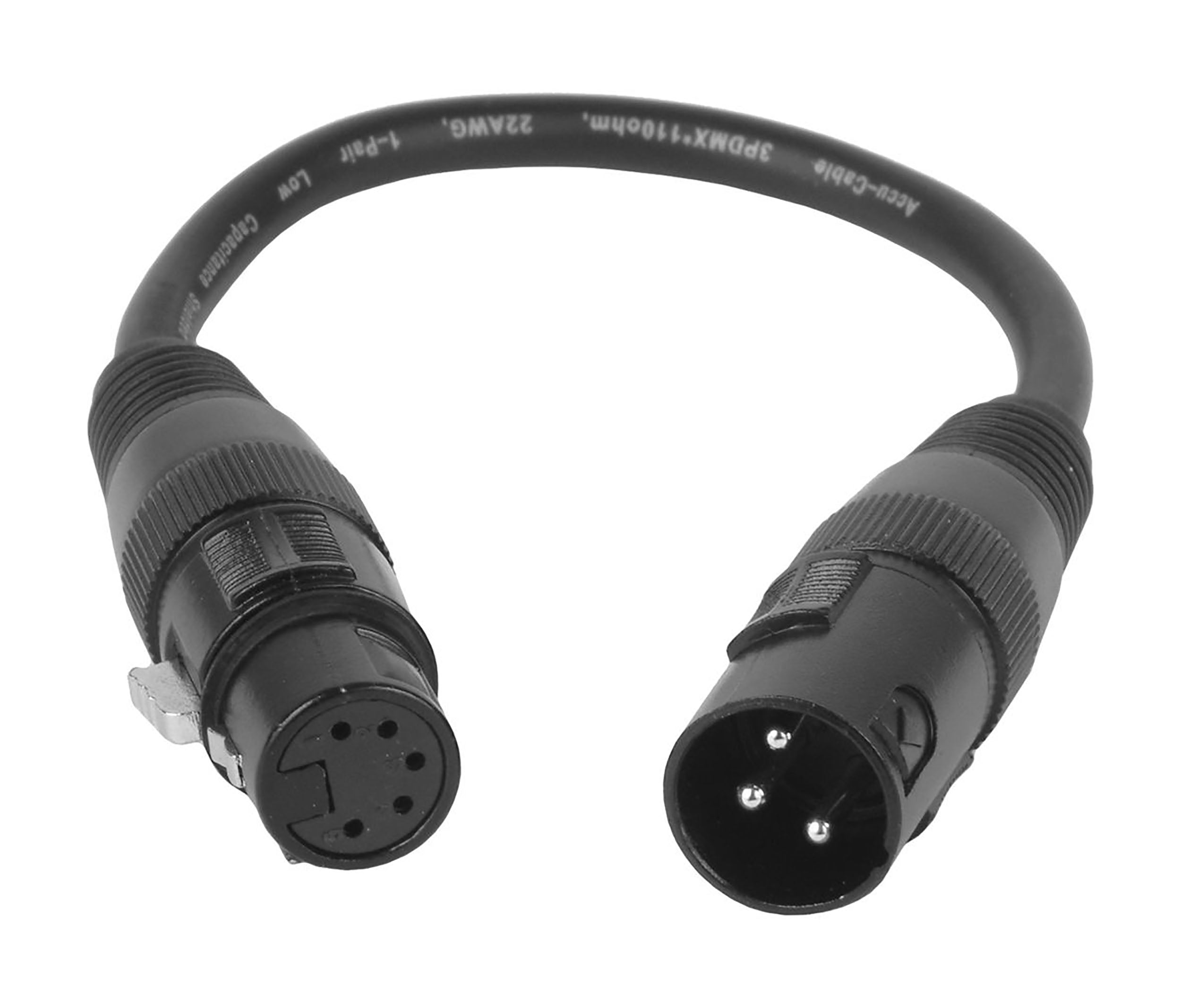 Accu-Cable AC3PM5PFM, 3-Pin Male XLR to 5-Pin Female XLR DMX Turnaround Cable by Accu Cable