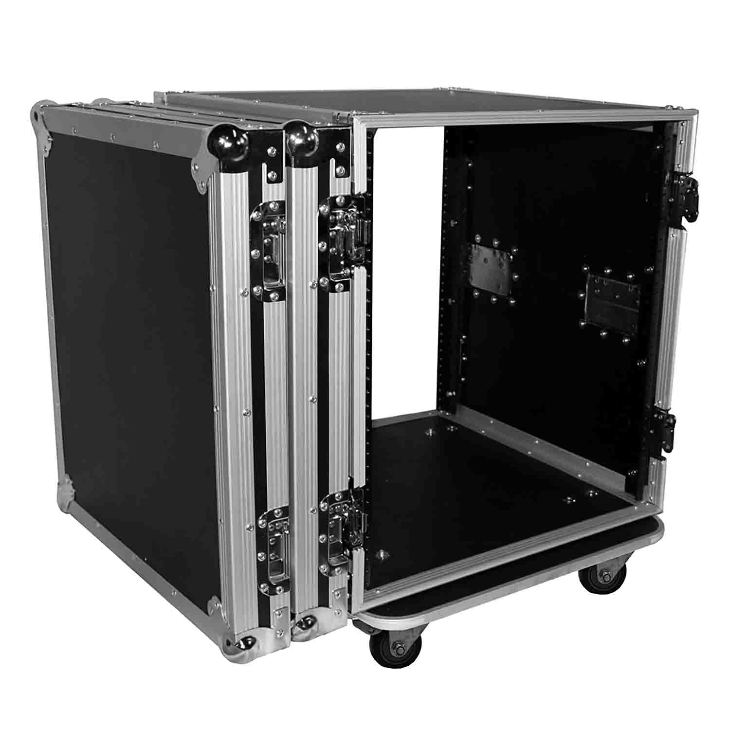 ProX T-12RSS, 12U Space Amp Rack Mount ATA Flight Case 19 Inch Depth W-Casters - Hollywood DJ