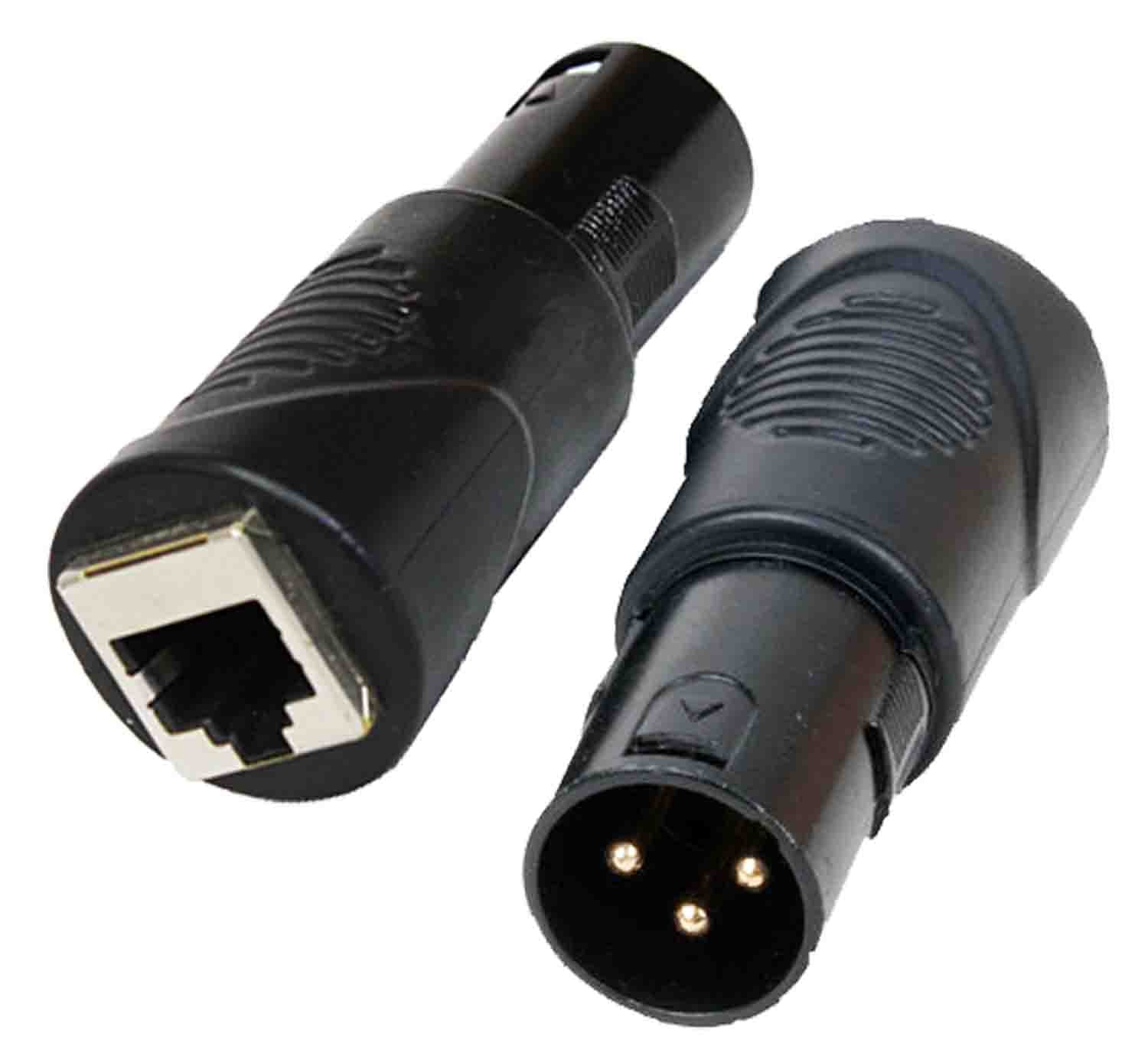 Prox XC-RJ45XM3 Cat 5/6 RJ45 to 3 Pin Male DMX Connector and Adapter - Hollywood DJ