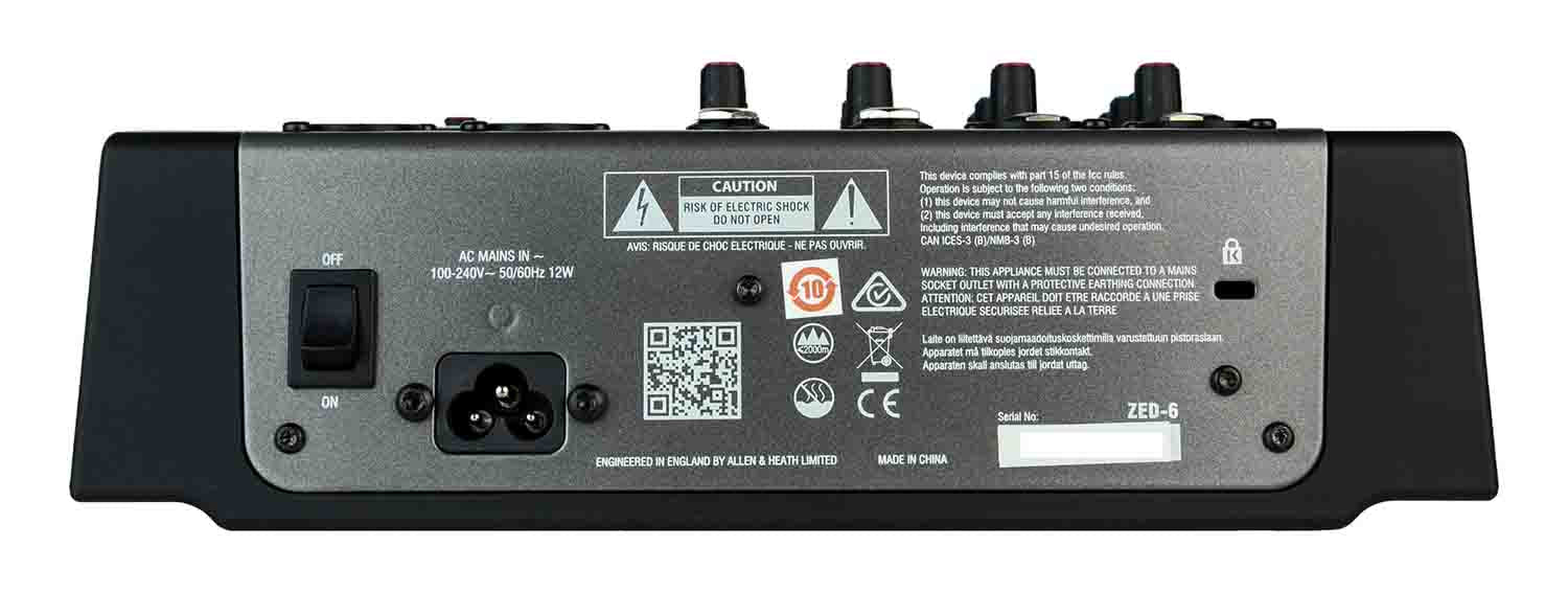 Allen & Heath ZED-6 Compact 6 Input Analogue Mixer - Hollywood DJ