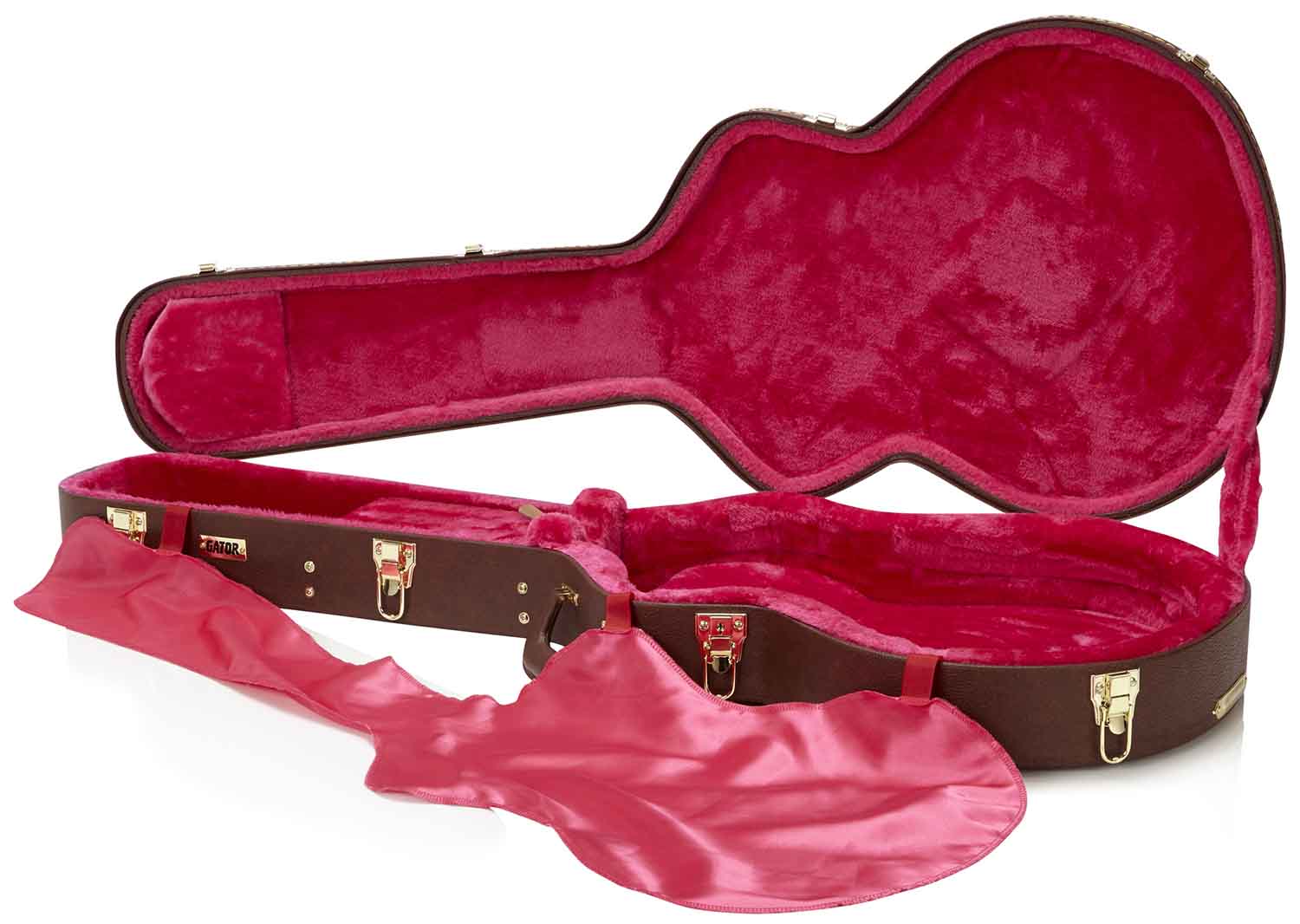 Gator Cases GW-335-BROWN Deluxe Wood Case for Semi-Hollow Guitars - Brown - Hollywood DJ