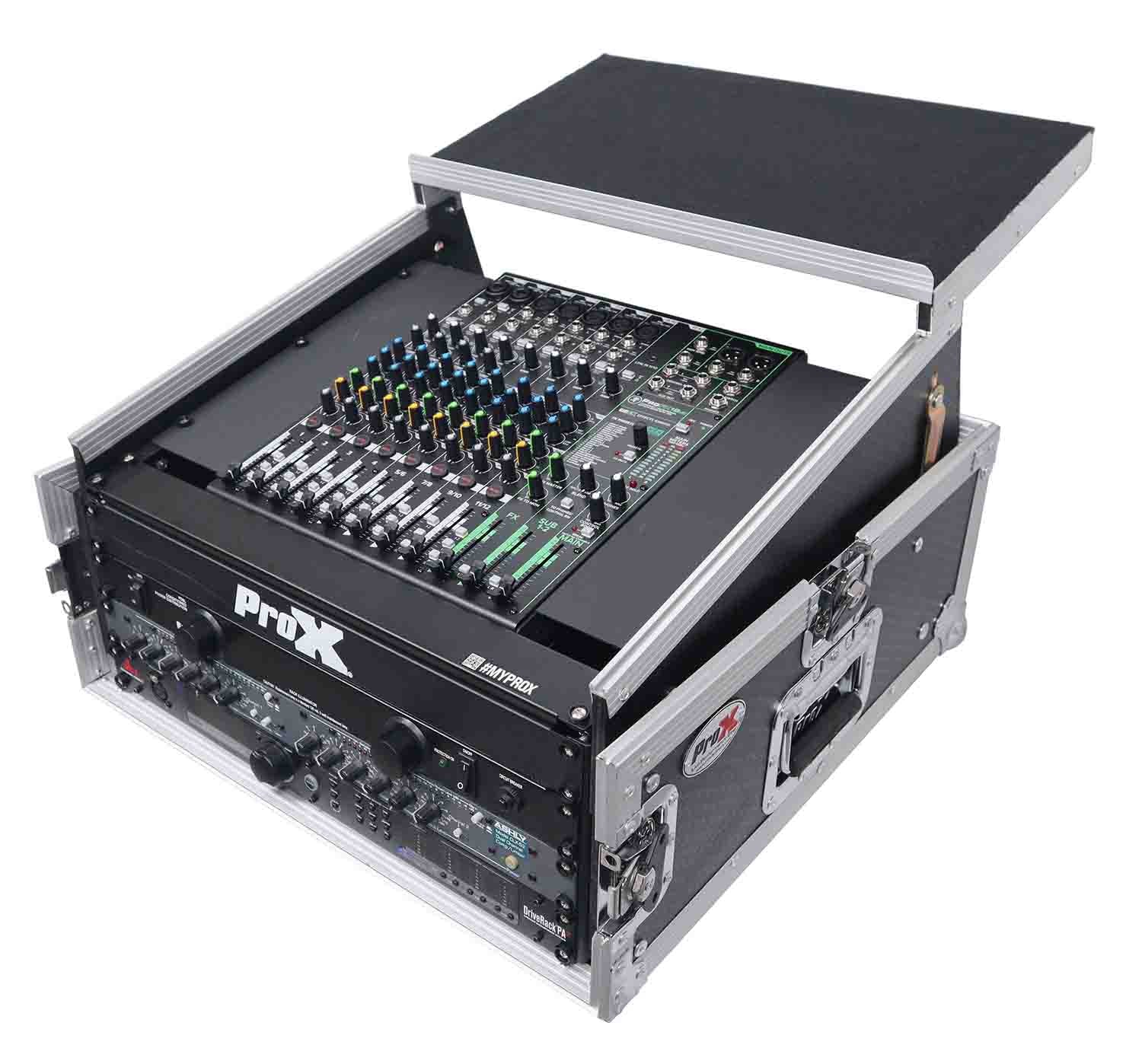 ProX T-4MR-LT--MK2, 4U Rack x 10U Top Mixer DJ Combo Flight Case with Laptop Shelf - Hollywood DJ