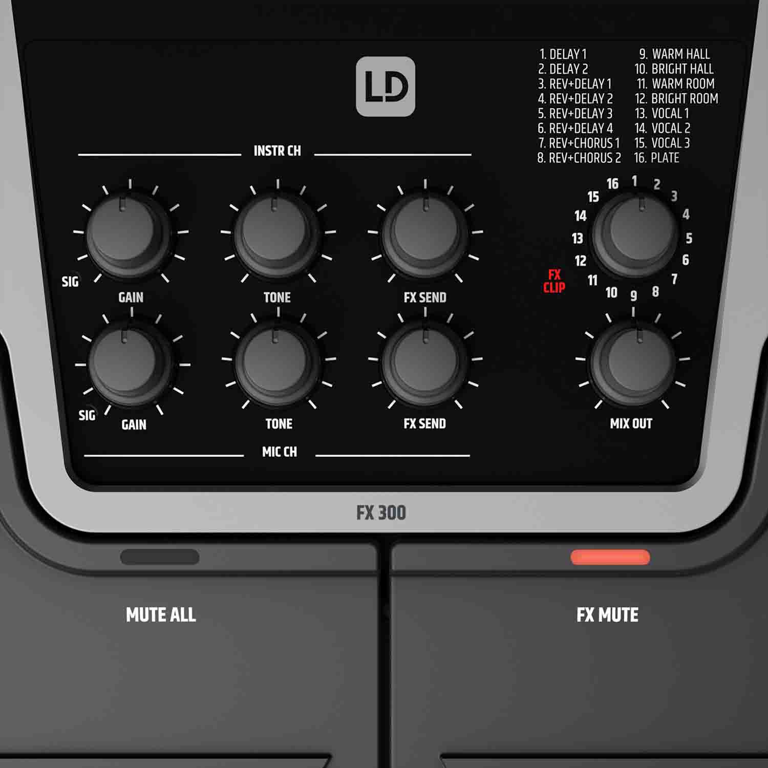 LD Systems FX 300 2-Channel Pedal with 16 Digital Effects - Hollywood DJ