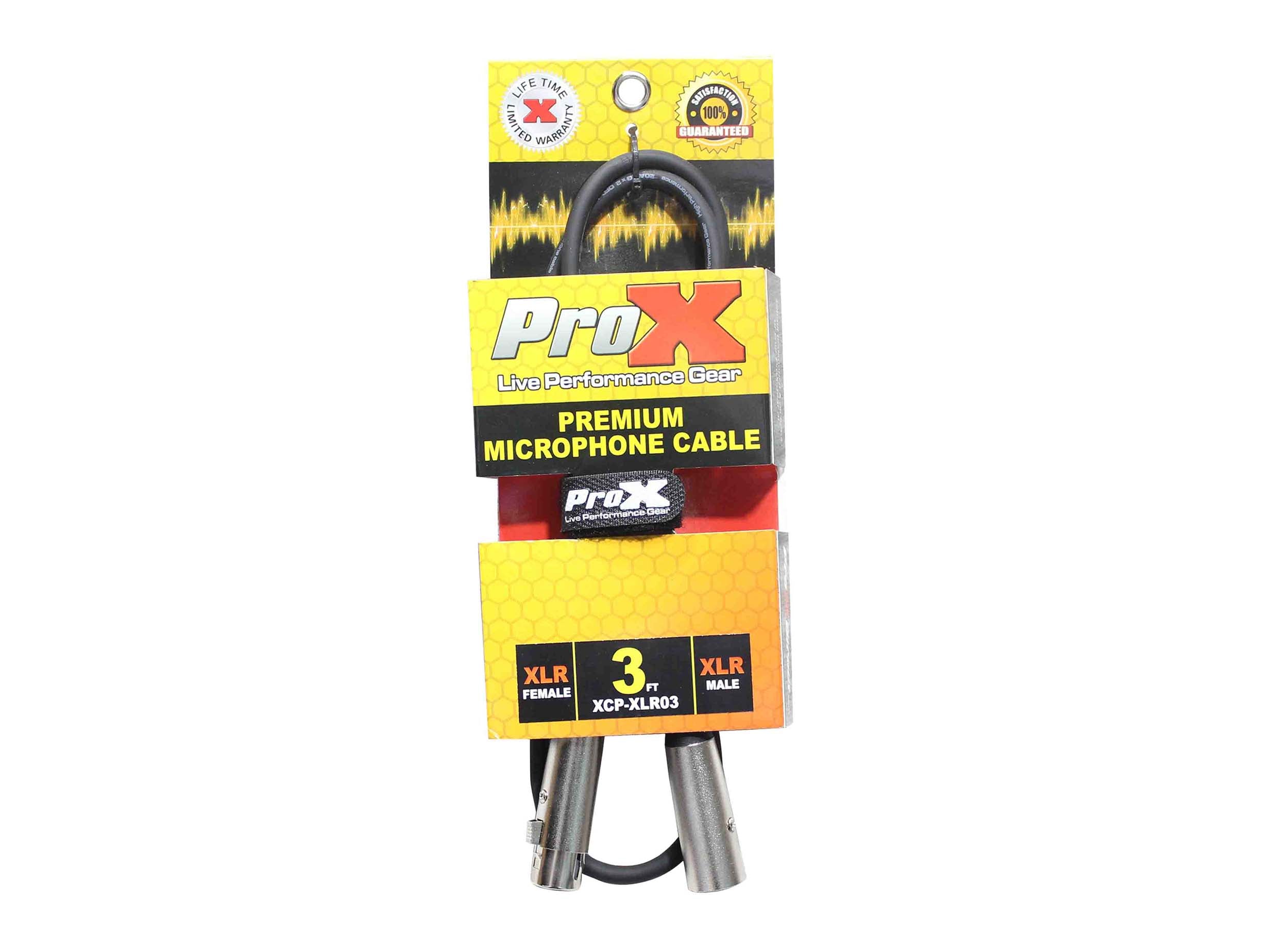 Prox XCP-XLR03 Balanced XLR3-F to XLR3-M Premium Audio Microphone Cable - 3 Feet by ProX Cases