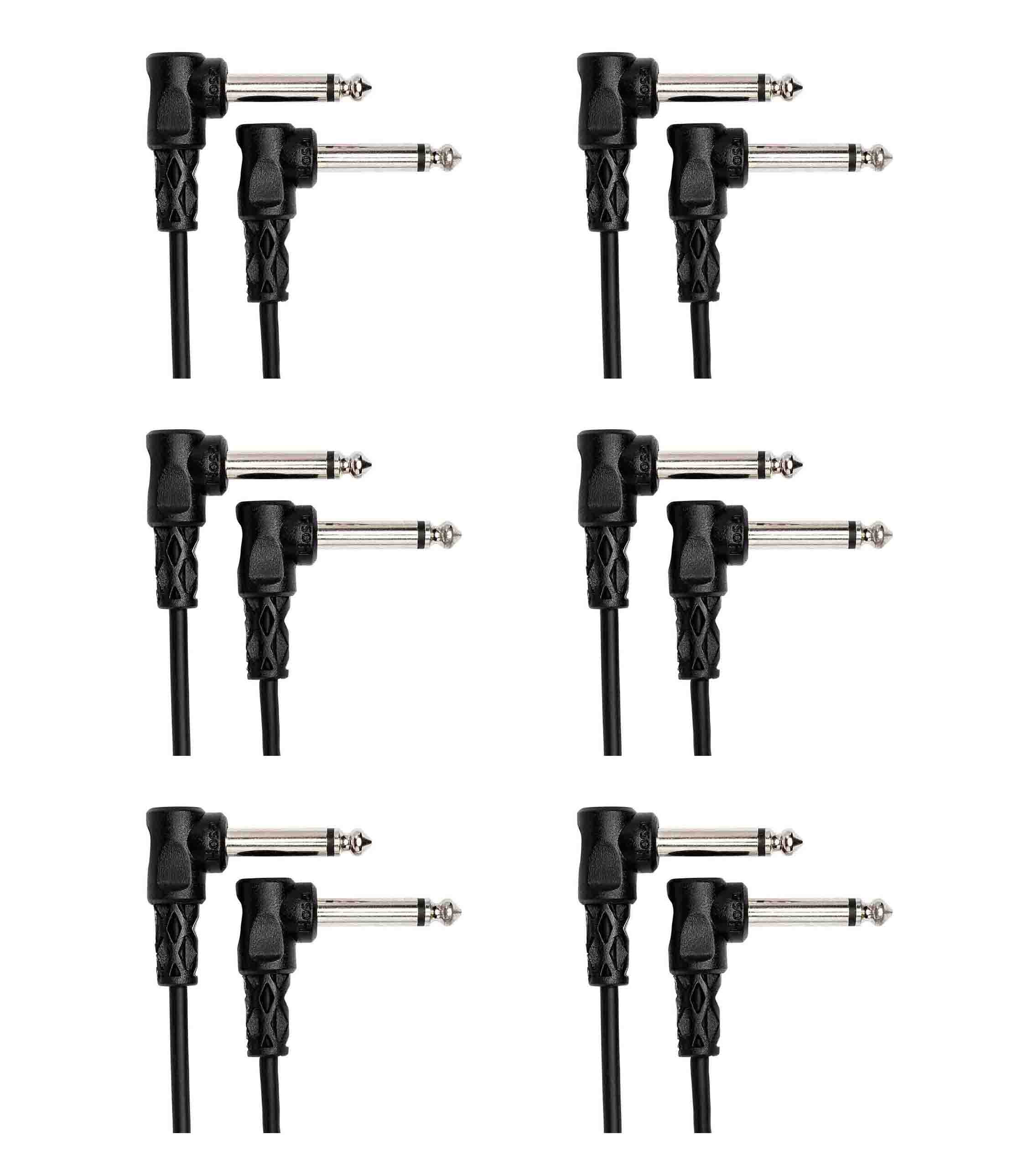 Hosa CFS-106, 6 Inch Molded Right-Angle Guitar Patch Cable - 6 Pack - Hollywood DJ