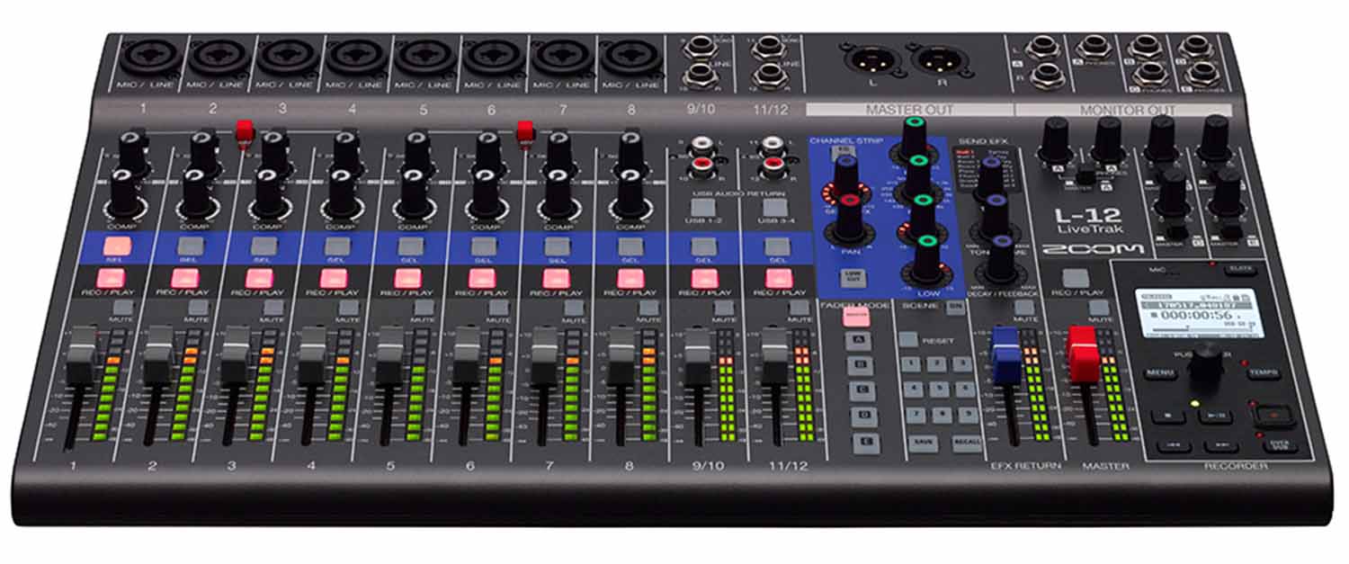 Open Box: Zoom LiveTrak L-12, 12 Channels Mixer With 12 Track Playback - Hollywood DJ