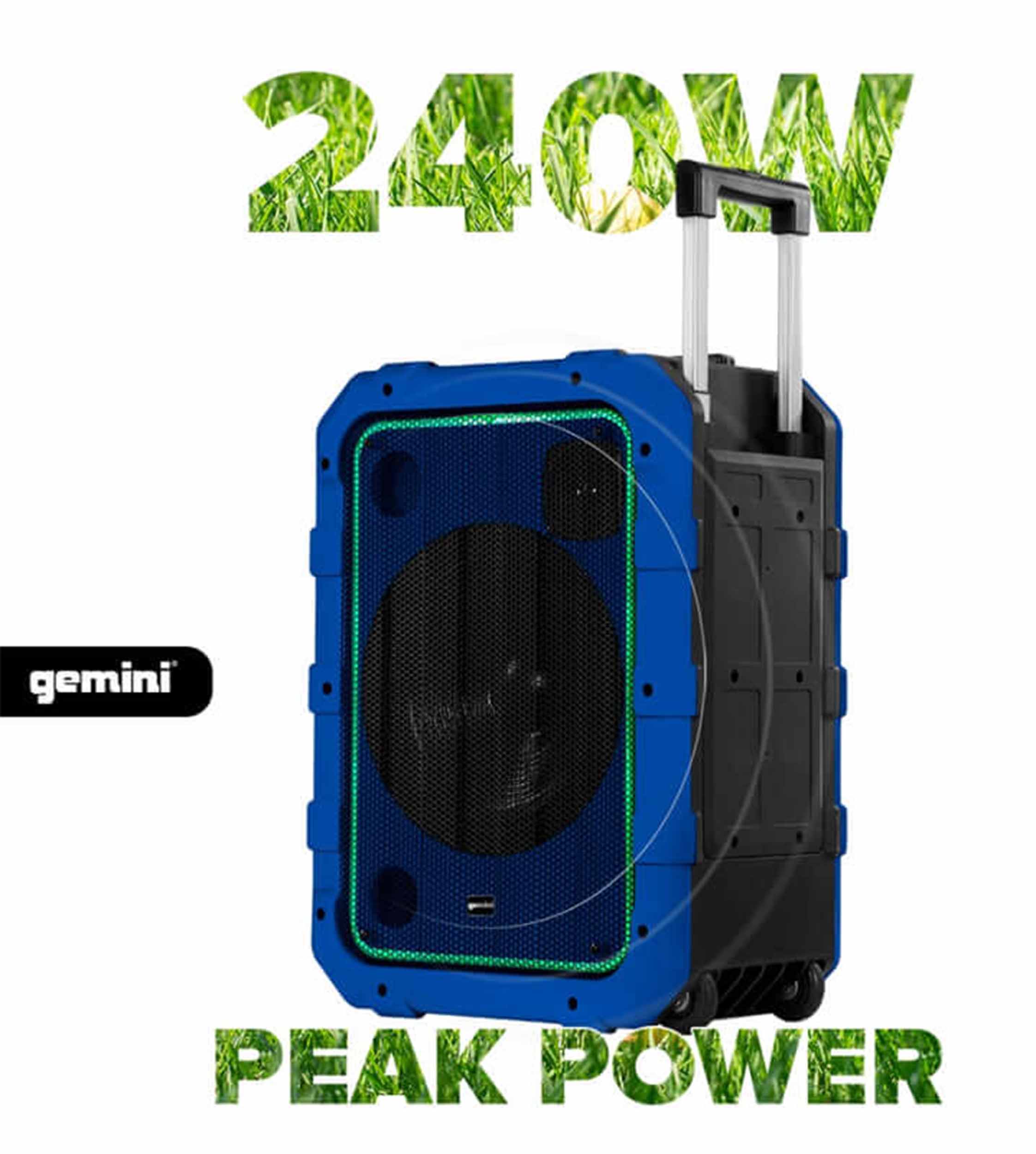 Gemini Sound MPA-2400BLU Rechargeable Weather-Resistant Trolley Speaker - Hollywood DJ