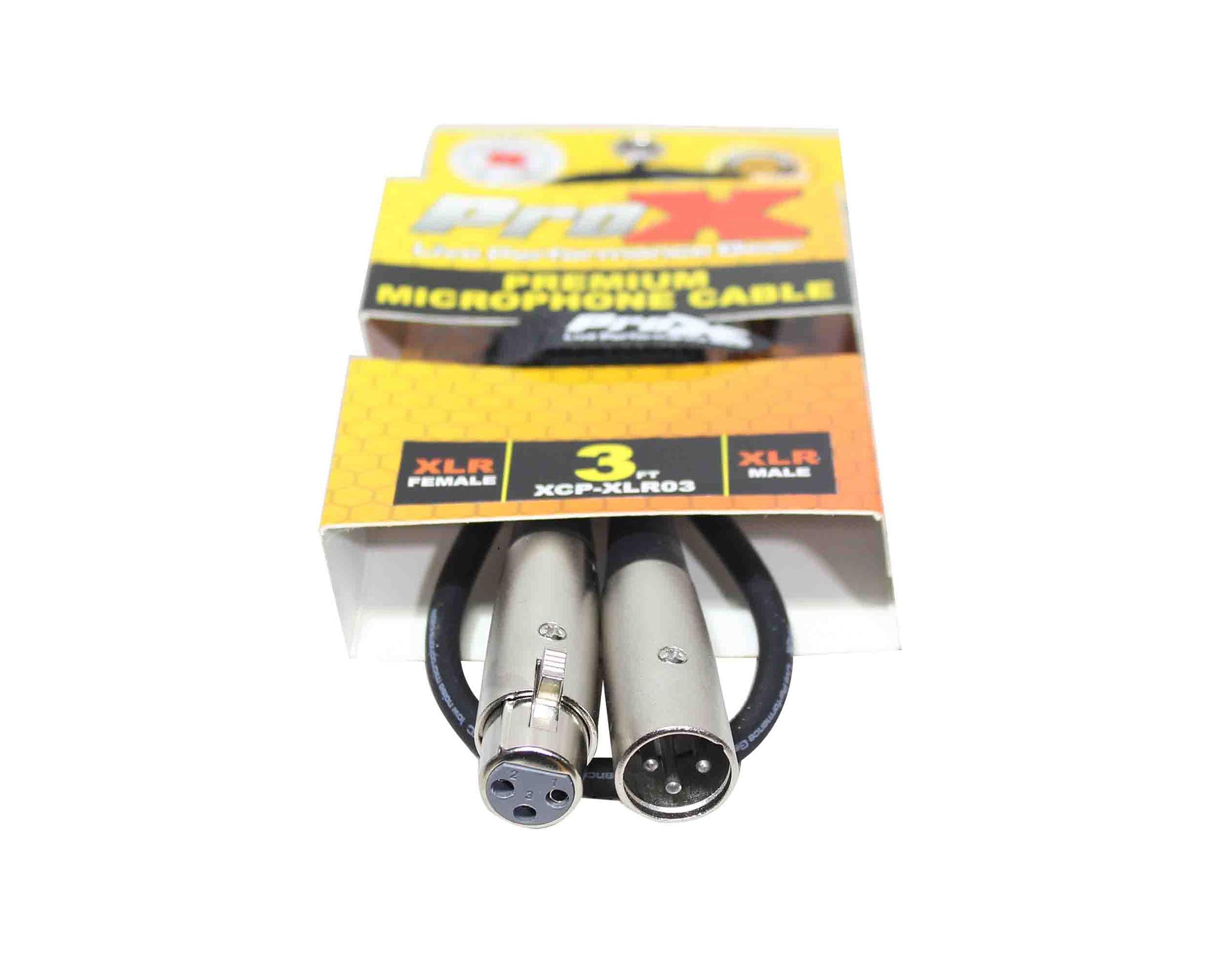 Prox XCP-XLR03 Balanced XLR3-F to XLR3-M Premium Audio Microphone Cable - 3 Feet by ProX Cases