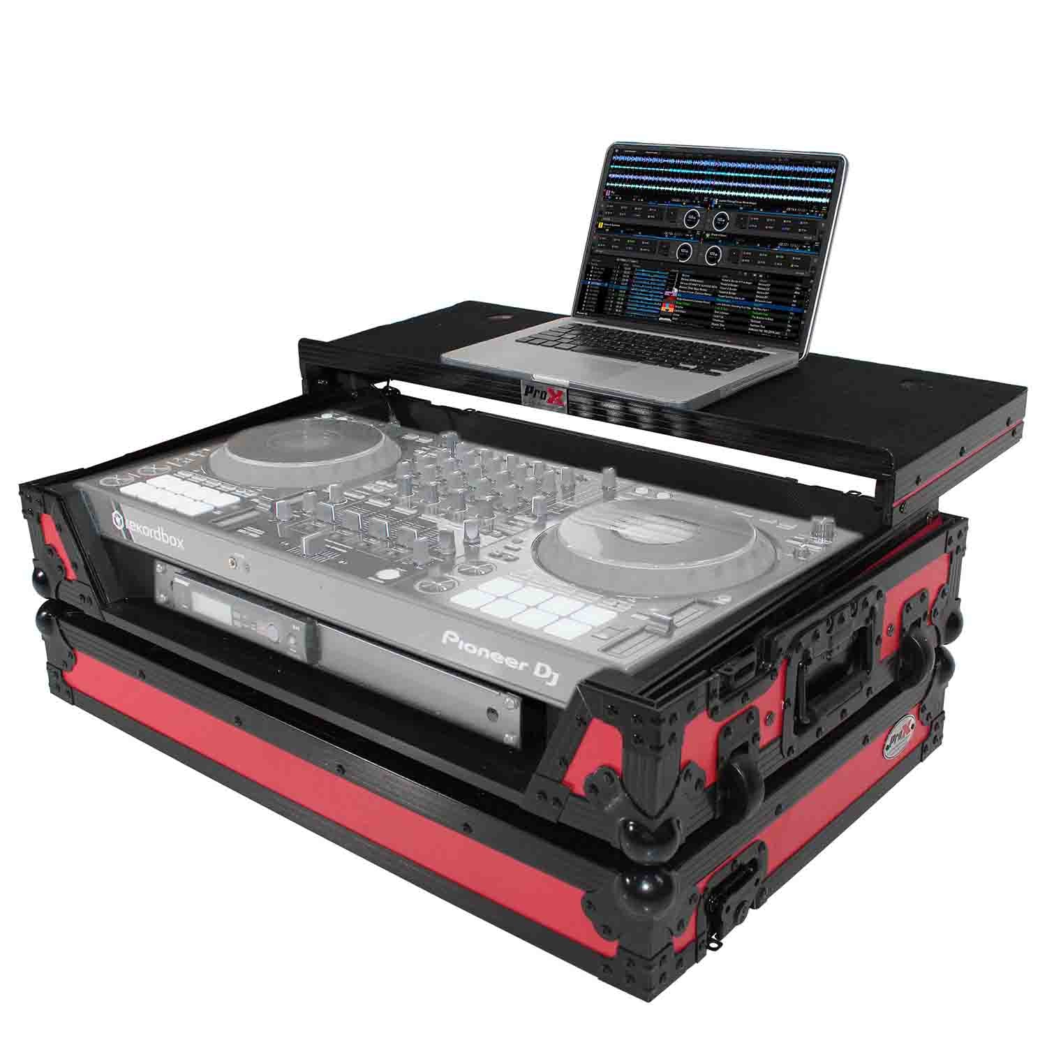 Open Box: ProX XS-DDJ1000WLTRB DJ Flight Case for Pioneer DDJ-1000 & DDJ-1000 SRT Digital Controller - Black on Red - Hollywood DJ