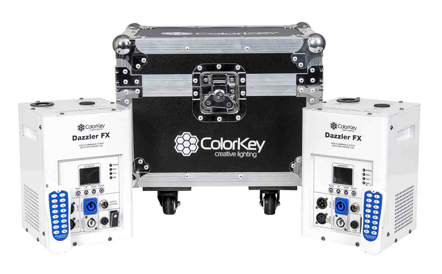 Colorkey CKU-7703-KIT Cold Spark Machine Bundle 2 Dazzlers with Road Case - White - Hollywood DJ