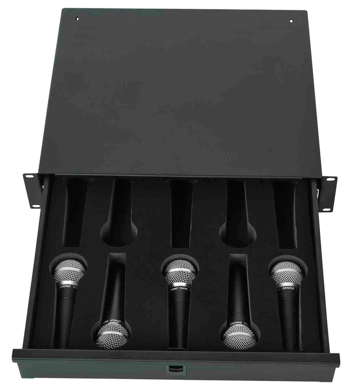 Gator Cases GRW-DRWMIC10, 10 Microphone Lockable Drawer – 2U - Hollywood DJ