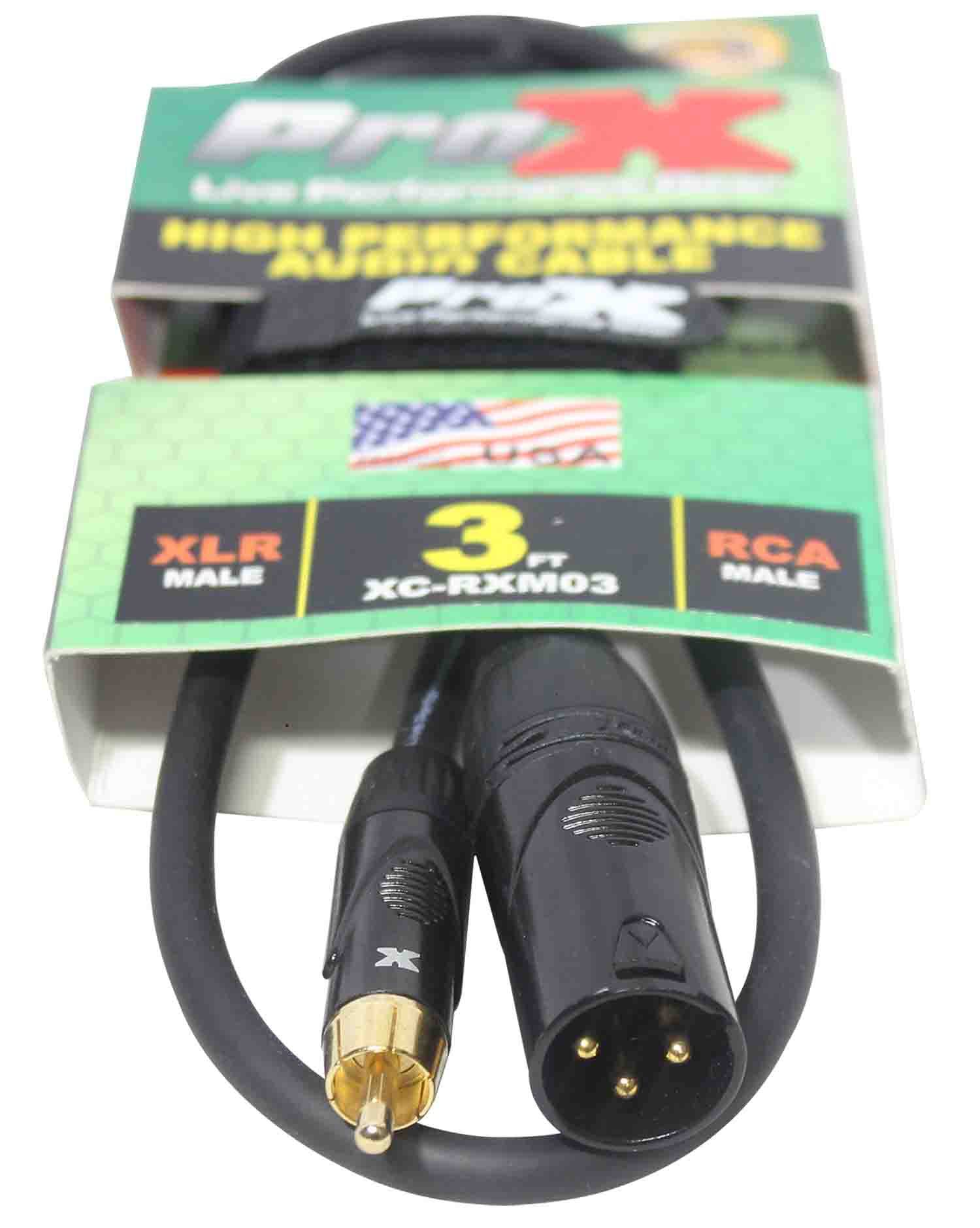 Prox XC-RXM03 Unbalanced RCA to XLR3-M High Performance Audio Cable - 3 Feet - Hollywood DJ
