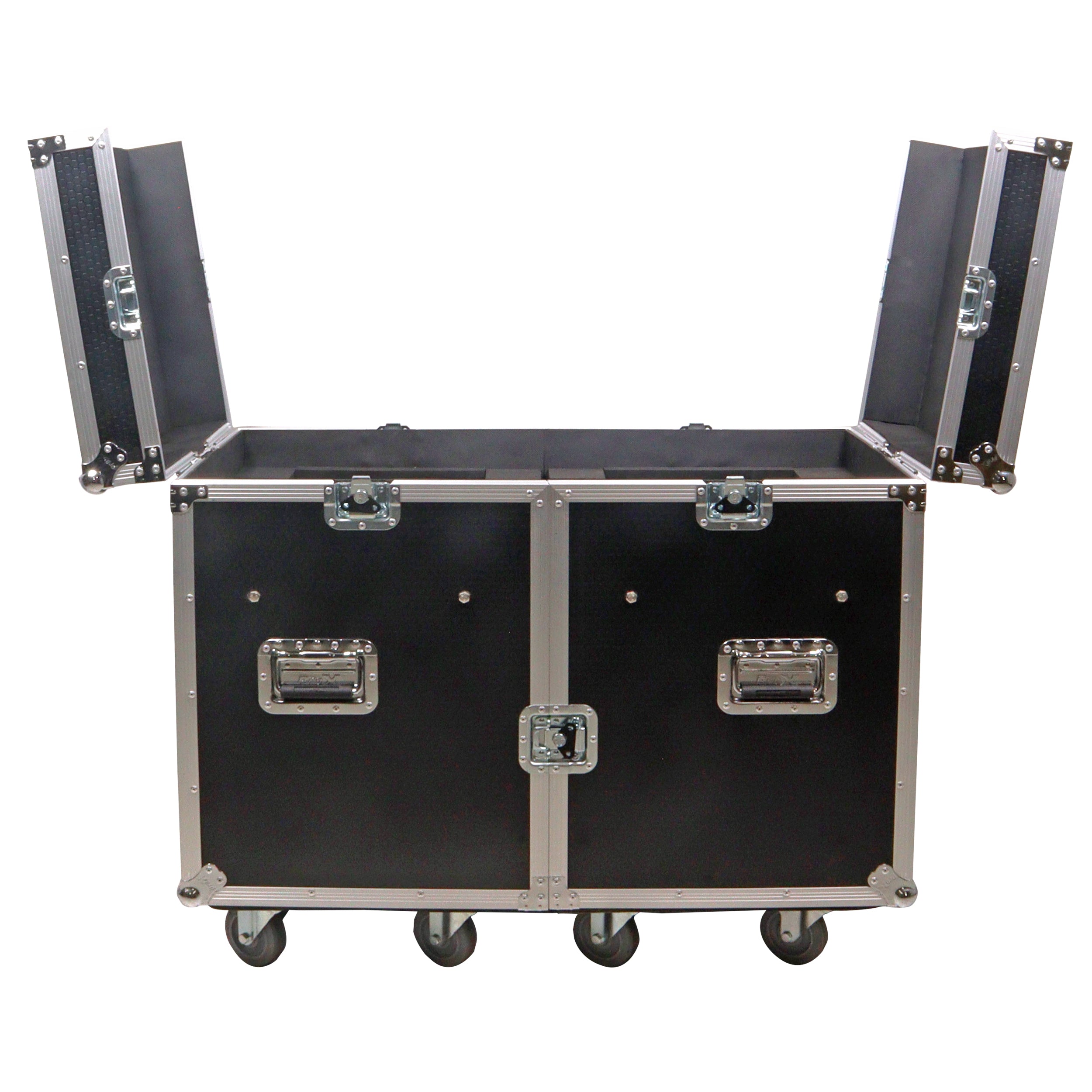 ProX XS-MH275X2W, ATA Flight Style Road Case for (2) Moving Head Lighting Fixtures with (6) 4-inch Casters by ProX
