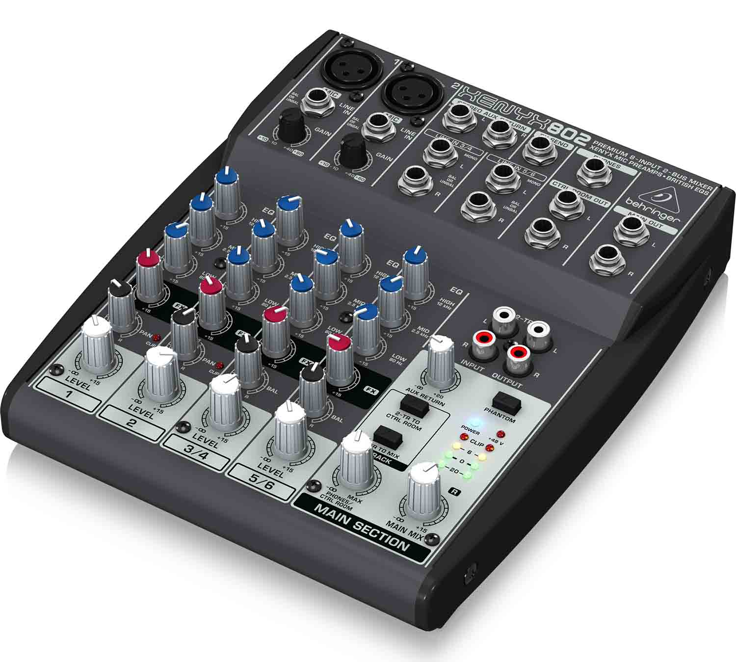 Behringer Xenyx 802, 8-Input 2-Bus Mixer With XENYX Mic Preamps And British EQs - Hollywood DJ